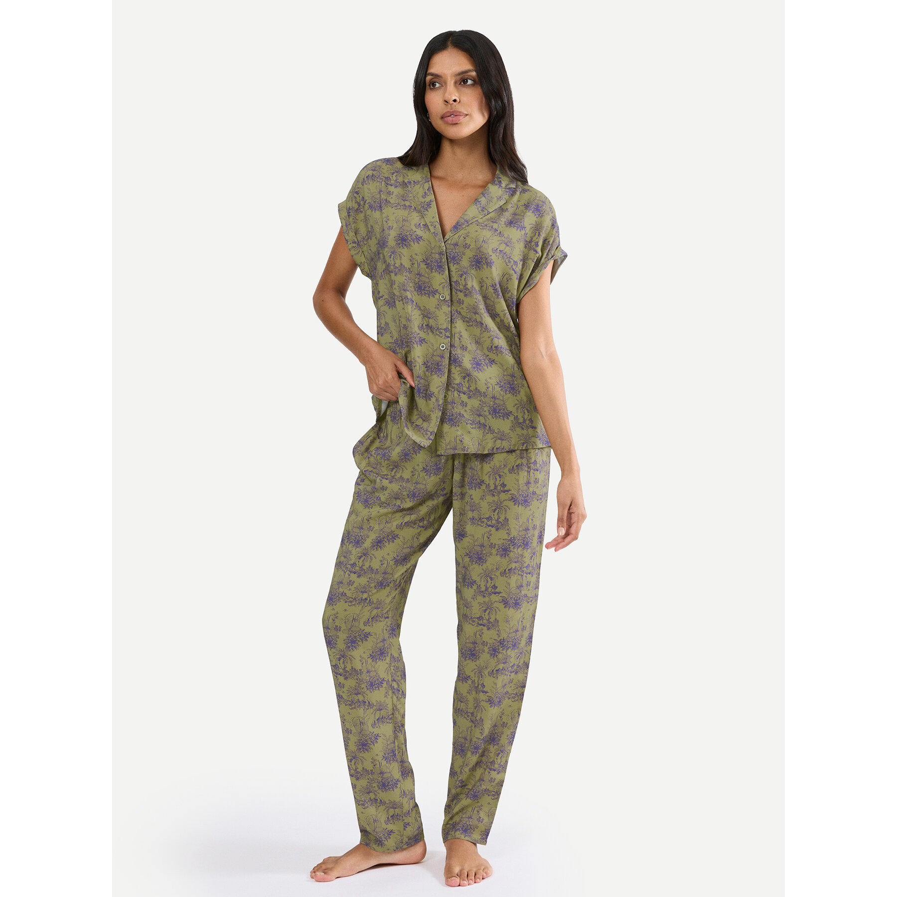 Triumph Pyjama Boyfriend 10222611 Grün Relaxed Fit
