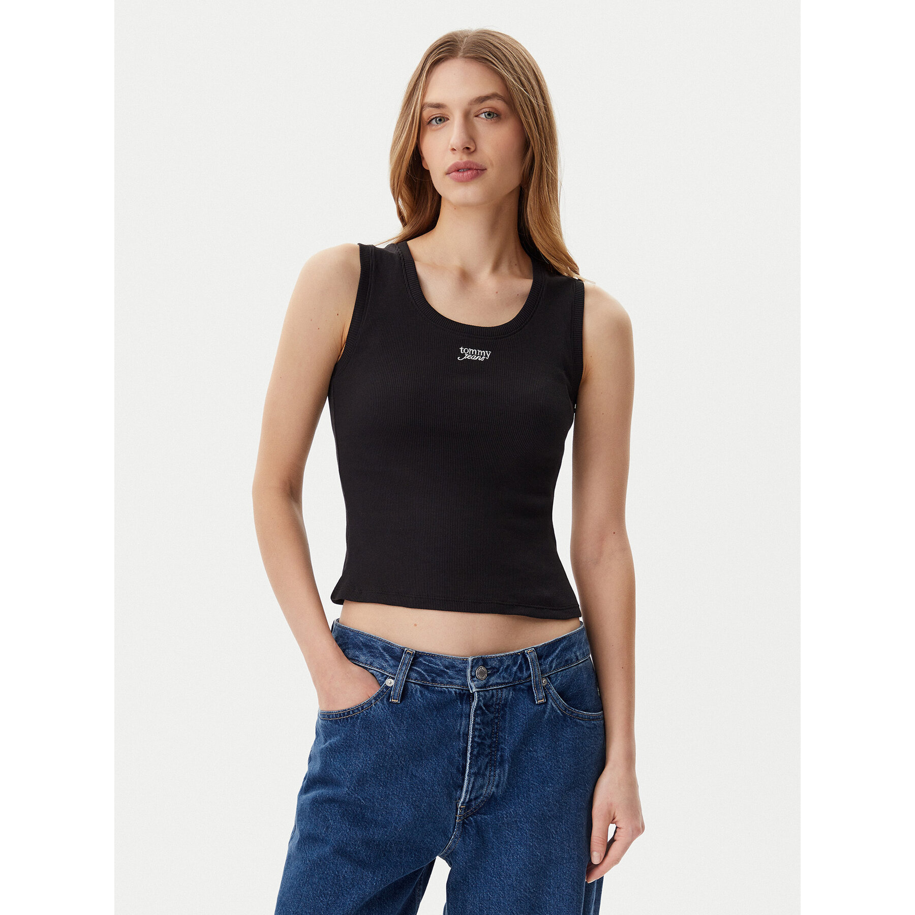 Tommy Jeans Felső DW0DW21369 Fekete Slim Fit