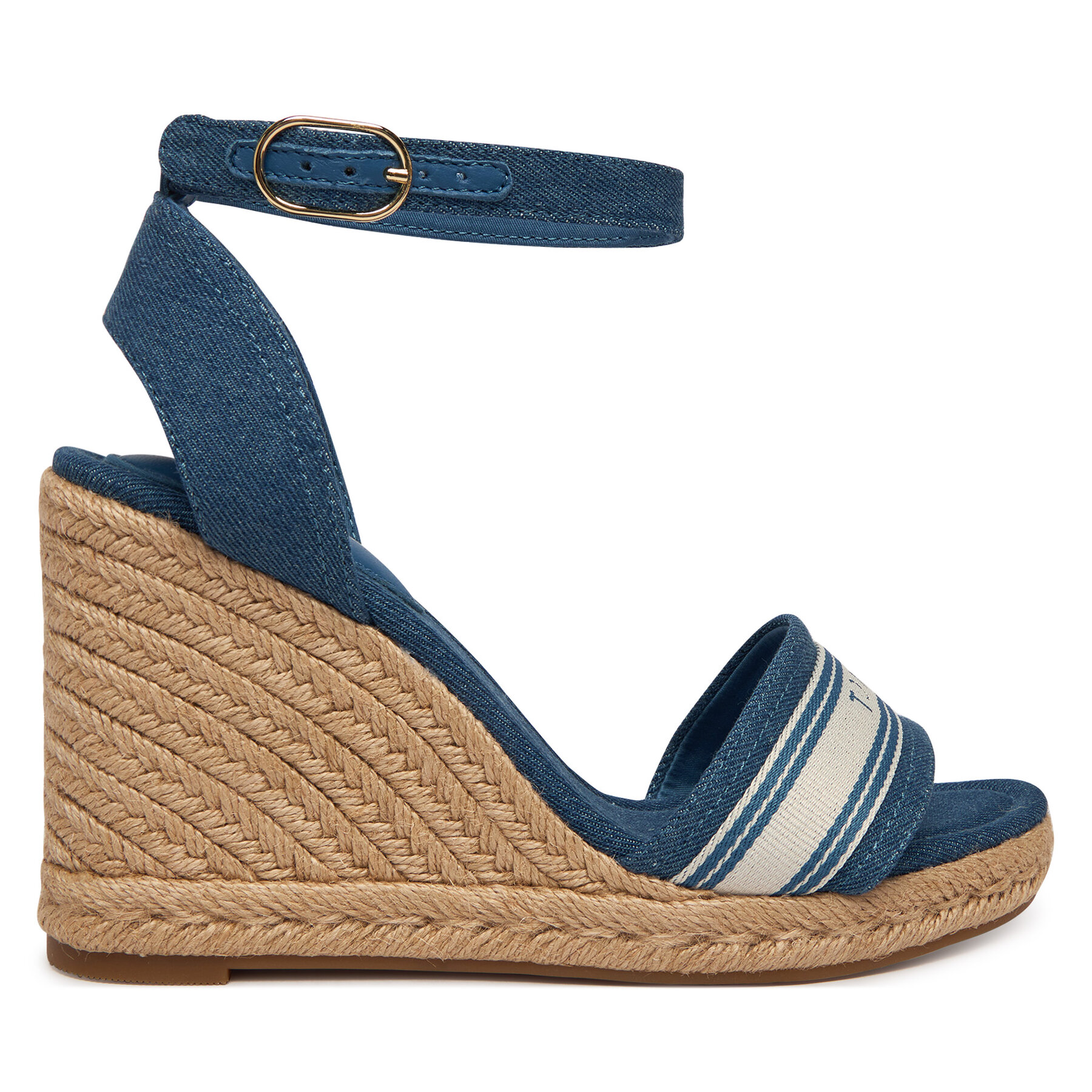 Espadrile Tommy Hilfiger High Wedge Espad Webbing FW0FW09342 Albastru