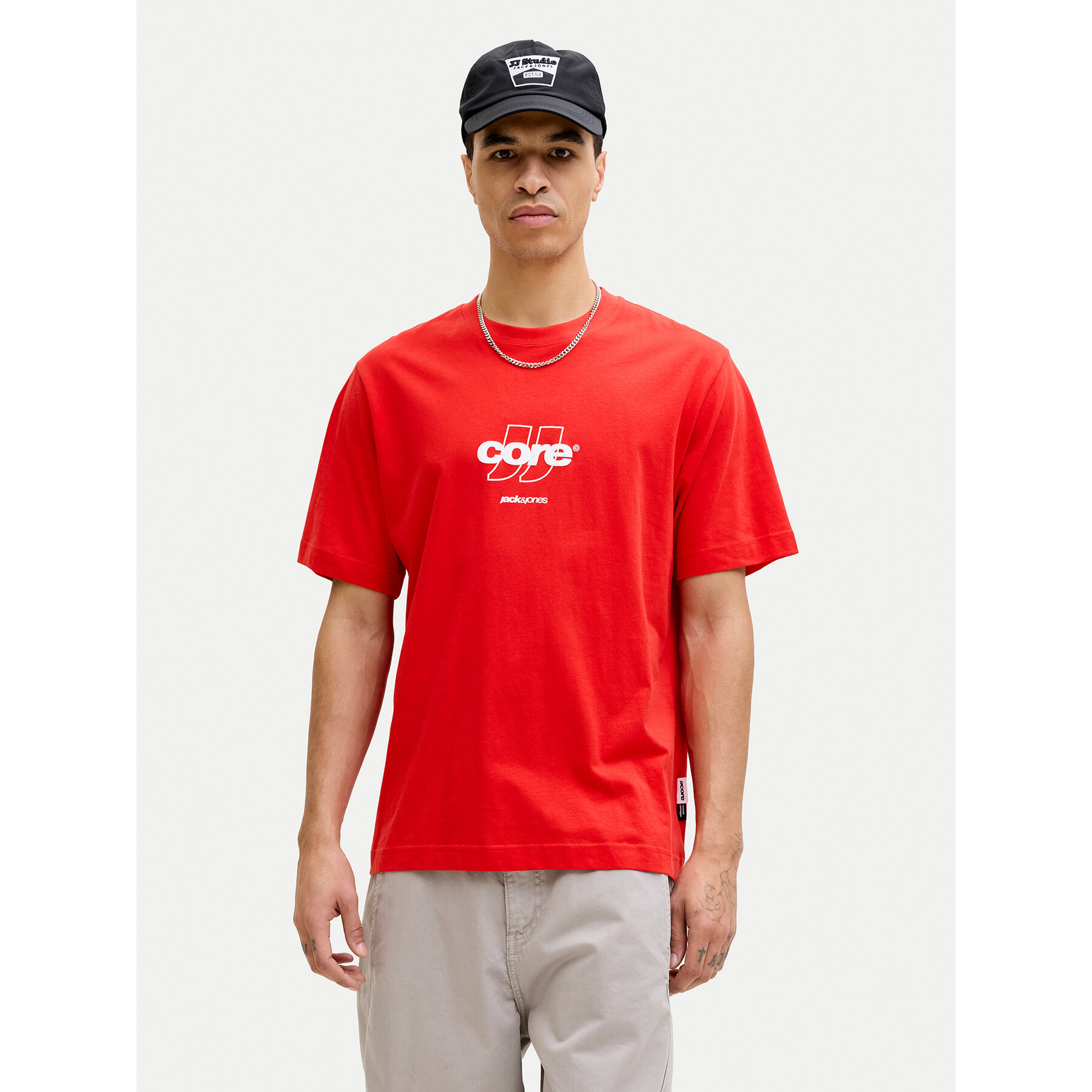 Jack & Jones T-shirt Club 12289868 Crvena Relaxed Fit
