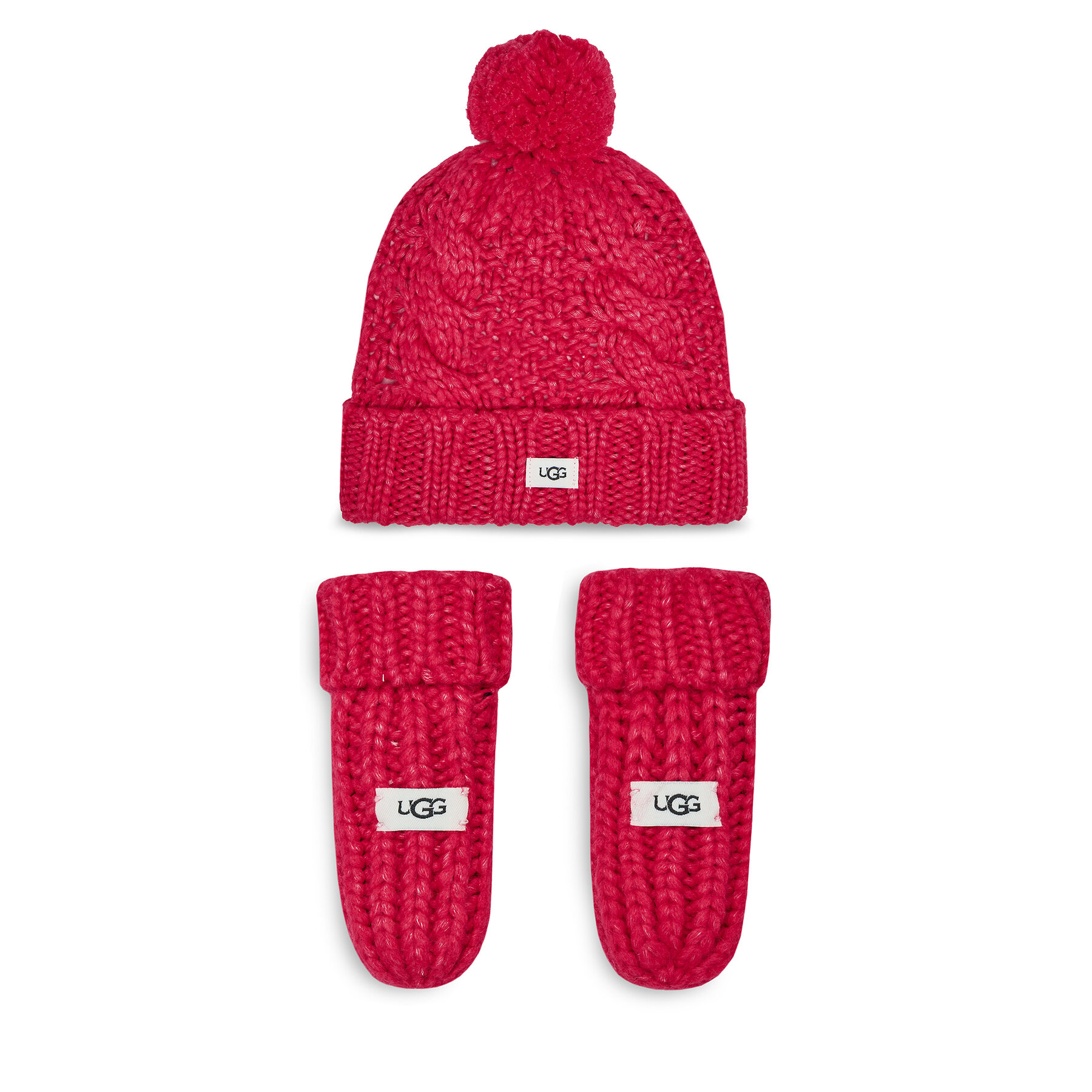 Kinder Set Mütze und Handschuhe Ugg, Schuhgröße 00, Rosa, K Infant Knit Set 22726