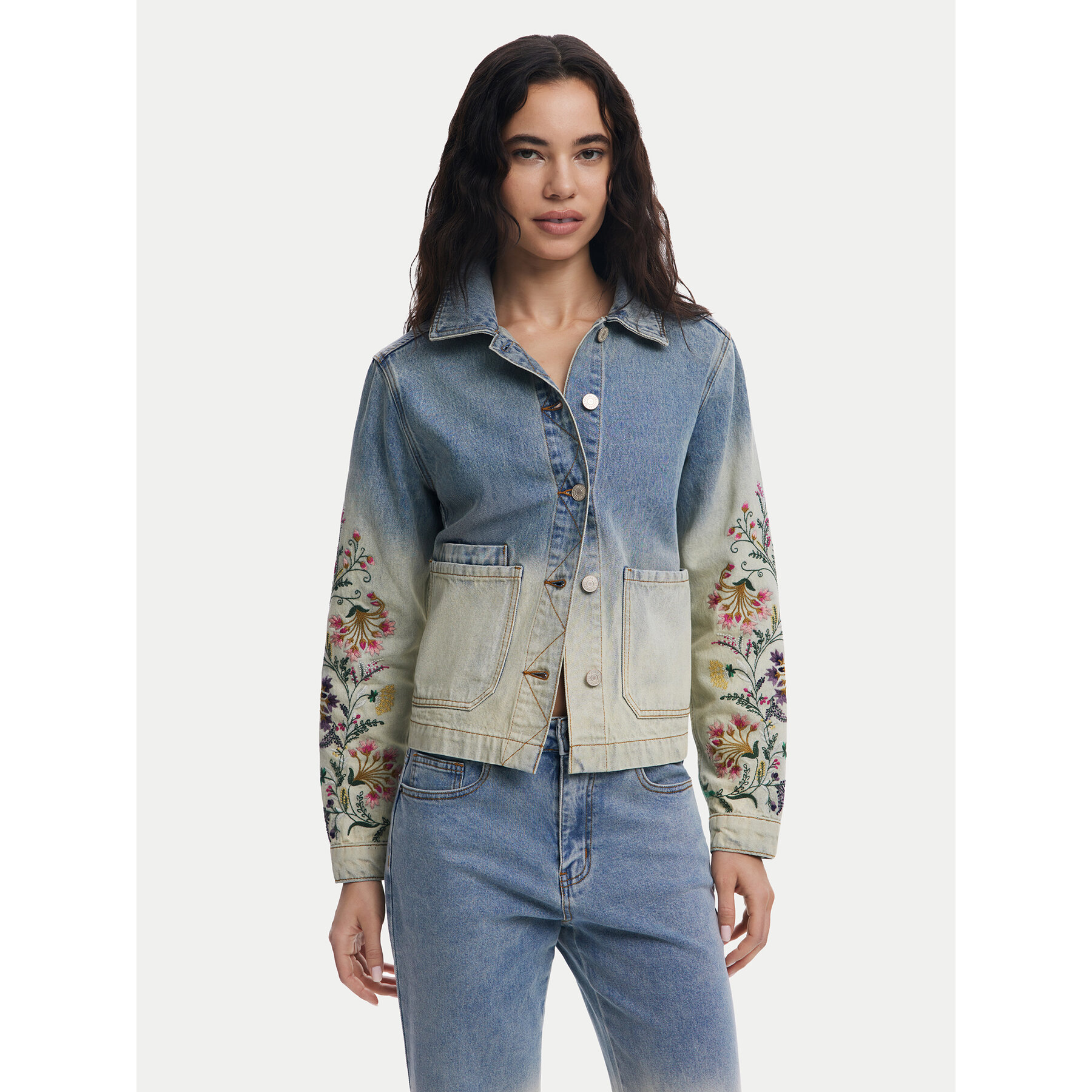 Desigual Jeansjacke Houston 25SWED06 Blau Regular Fit