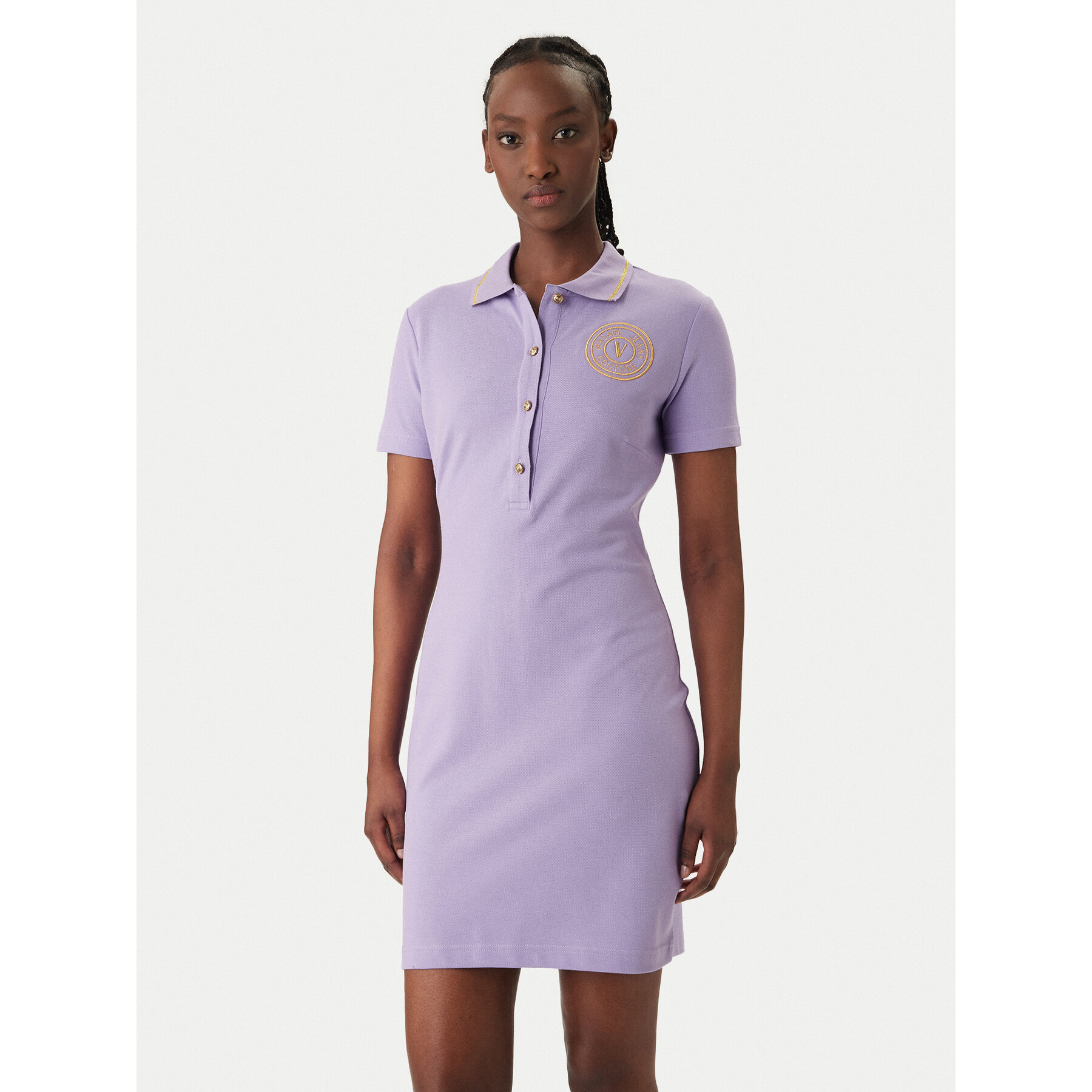Versace Jeans Couture Kleid für den Alltag 80HAOT03 CJ01T Violett Slim Fit