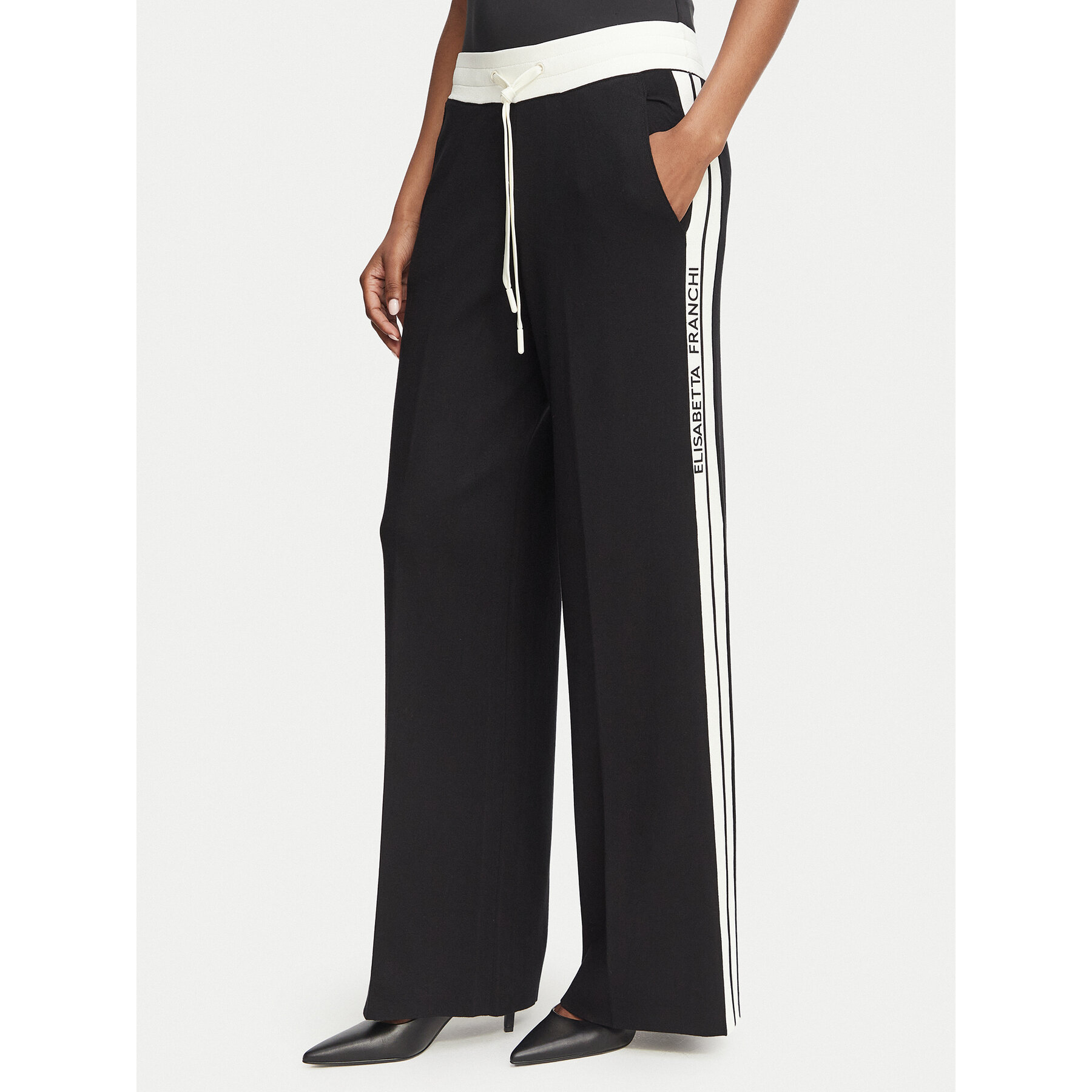 Elisabetta Franchi Strickhose KP-75S-66E2-V440 Schwarz Regular Fit