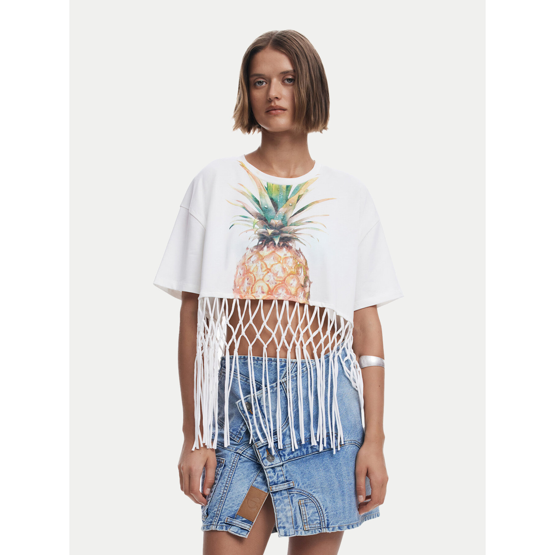 Desigual Marškinėliai 25SWTKAN Écru Regular Fit