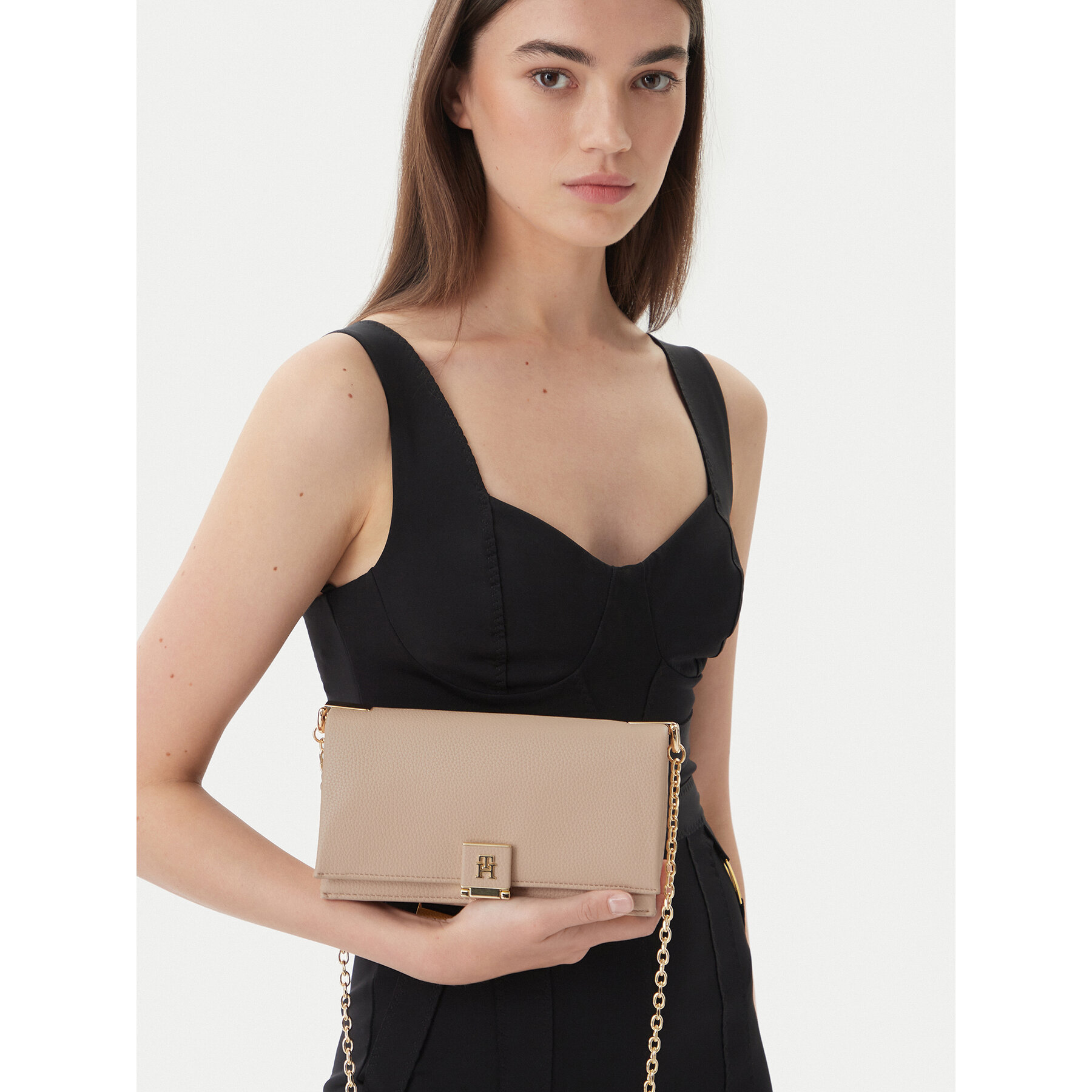 Τσάντα Tommy Hilfiger Th Monogram Chain Strap Crossbody Bag AW0AW17403 Ροζ