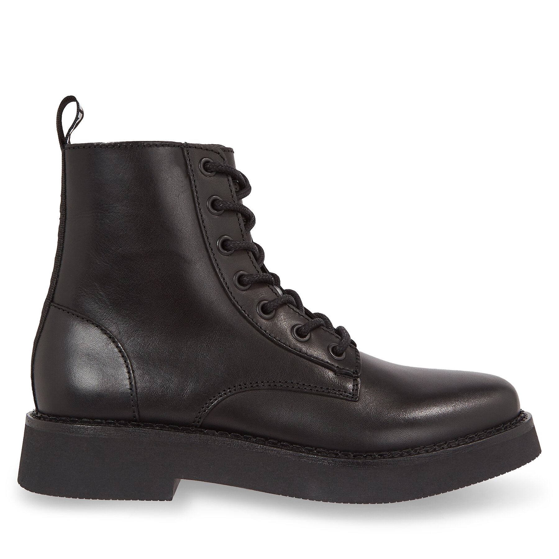 Dámske Členková obuv Tommy Jeans, Rozmer: 37, Čierna, Tjw Lace Up Flat Boot EN0EN02310
