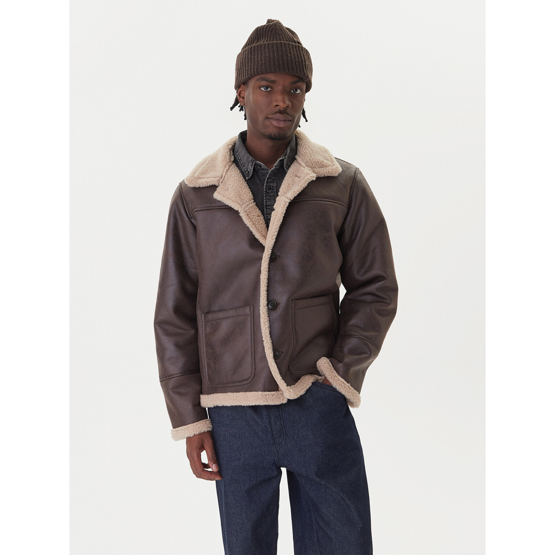 Jack & Jones Jacke aus Kunstleder Cambridge 12282946 Braun Regular Fit