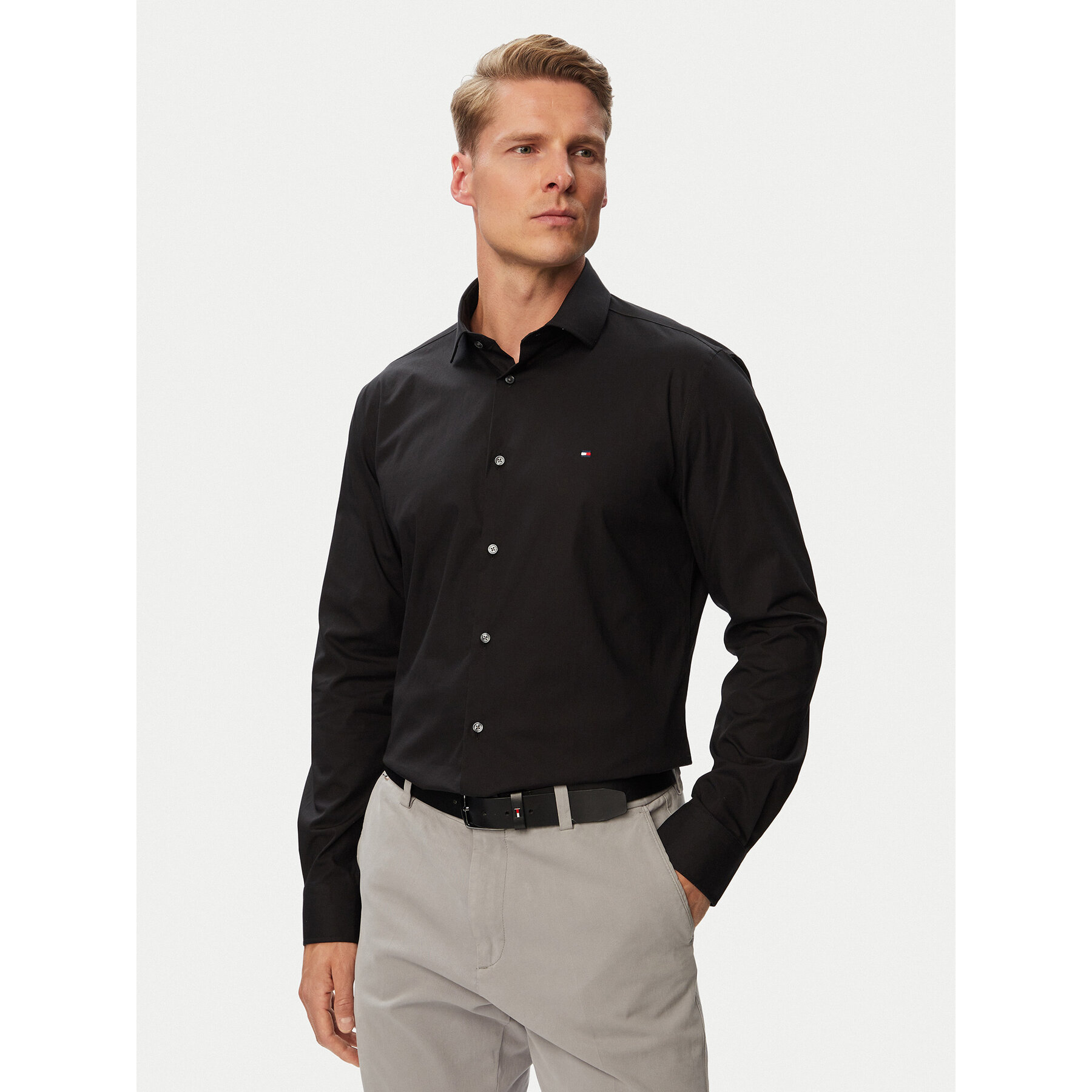 Tommy Hilfiger Hemd MW0MW43122 Schwarz Slim Fit