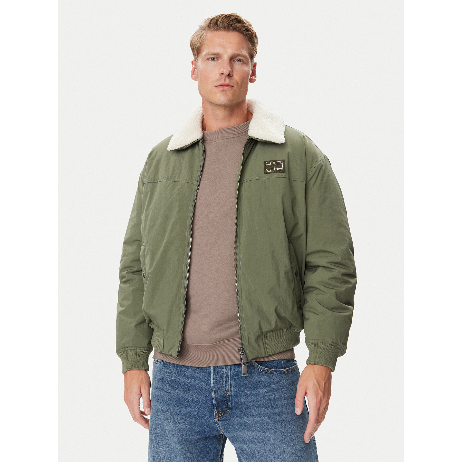Tommy Jeans Übergangsjacke Flag Aviator DM0DM23499 Grün Regular Fit