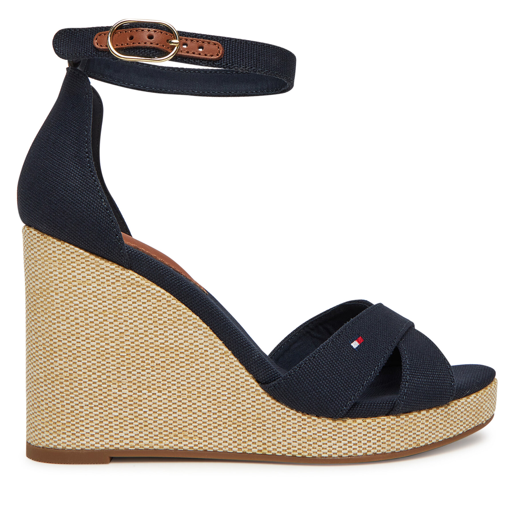 Sandále Tommy Hilfiger Flag High Wedge Espad Crisscross FW0FW08661 Tmavomodrá