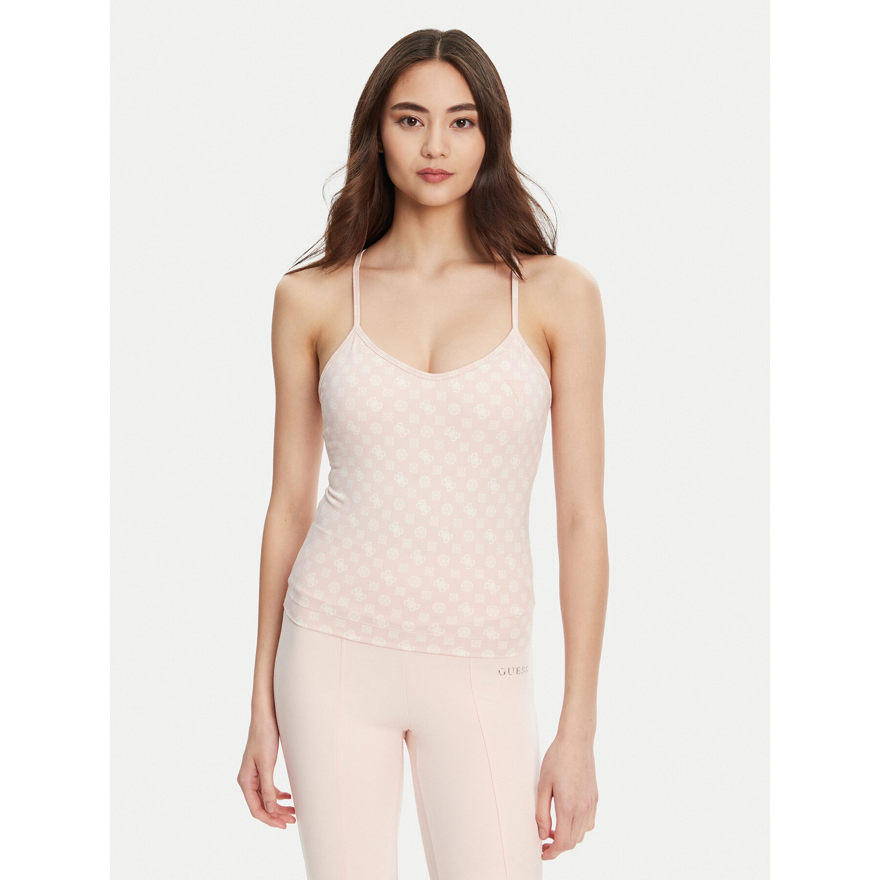 Guess Τοπ V5YP11 MC03W Ροζ Slim Fit