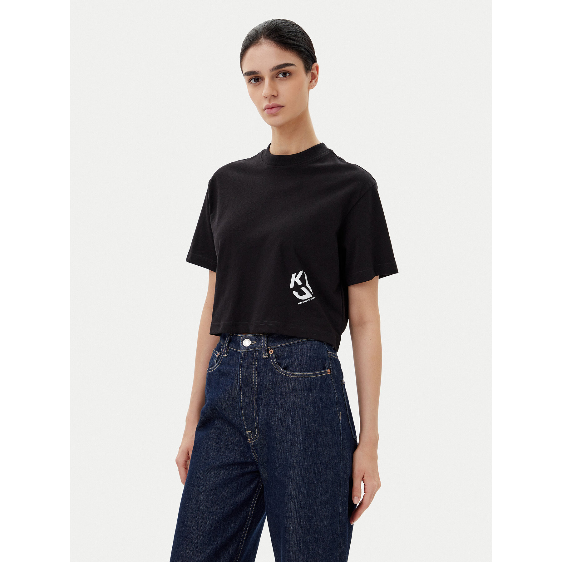 Karl Lagerfeld Jeans T-shirt A2W17076 Nero Cropped Fit