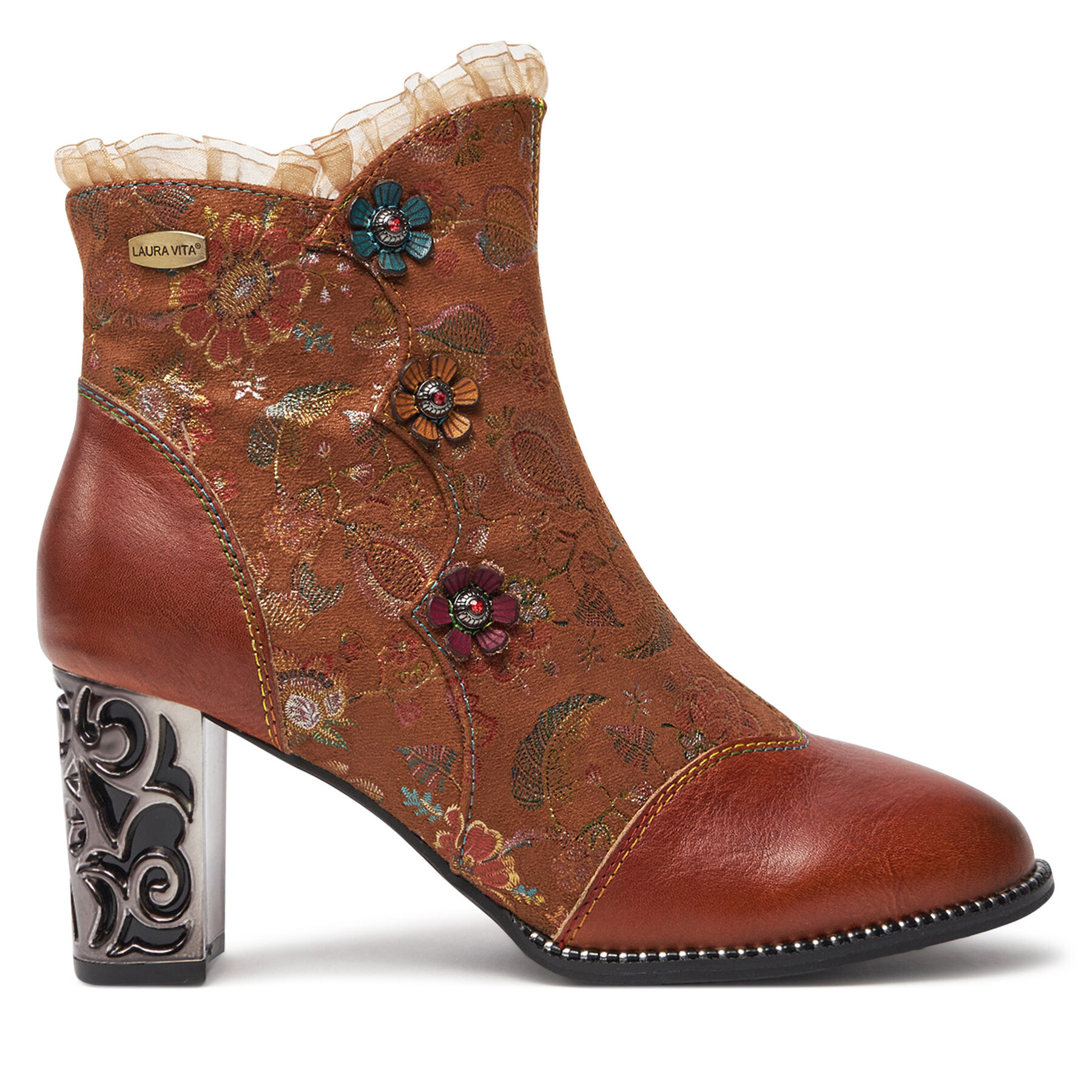 Damen Stiefeletten Laura Vita, Schuhgröße 38, Braun, Ledao 14