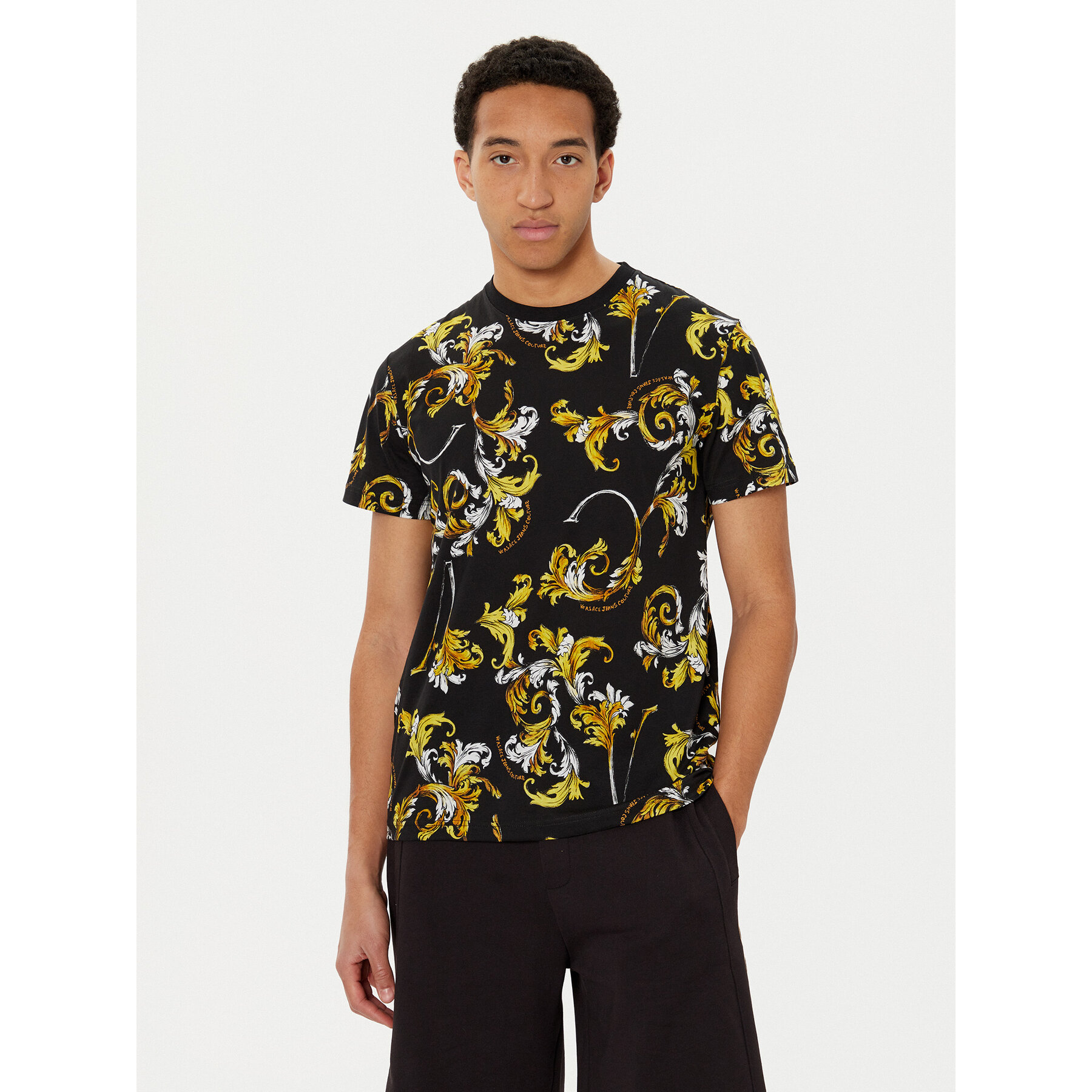 Versace Jeans Couture Póló 78GAH6S0 Fekete Slim Fit