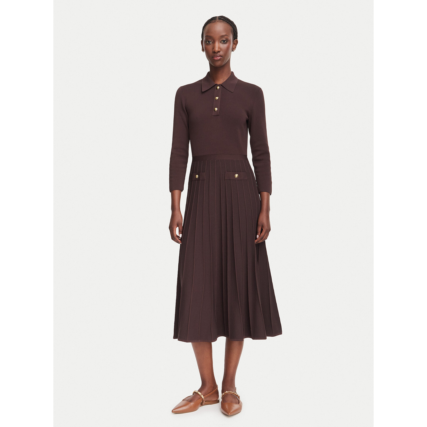 MICHAEL Michael Kors Strickkleid MT683J3BFD Dunkelbraun Slim Fit