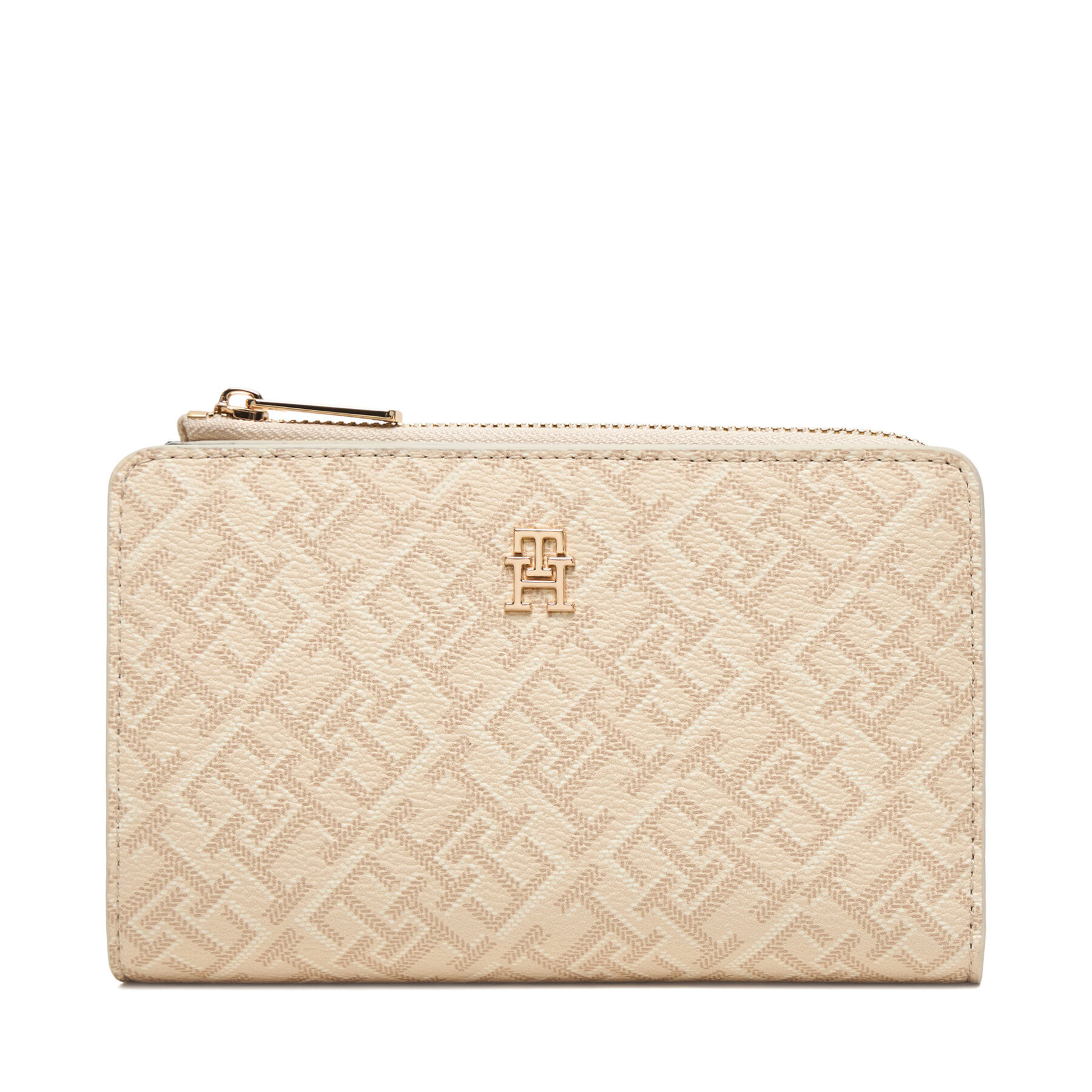 Portofel Tommy Hilfiger Th Icon Bifold Wallet Monoplay AW0AW18594 Bej
