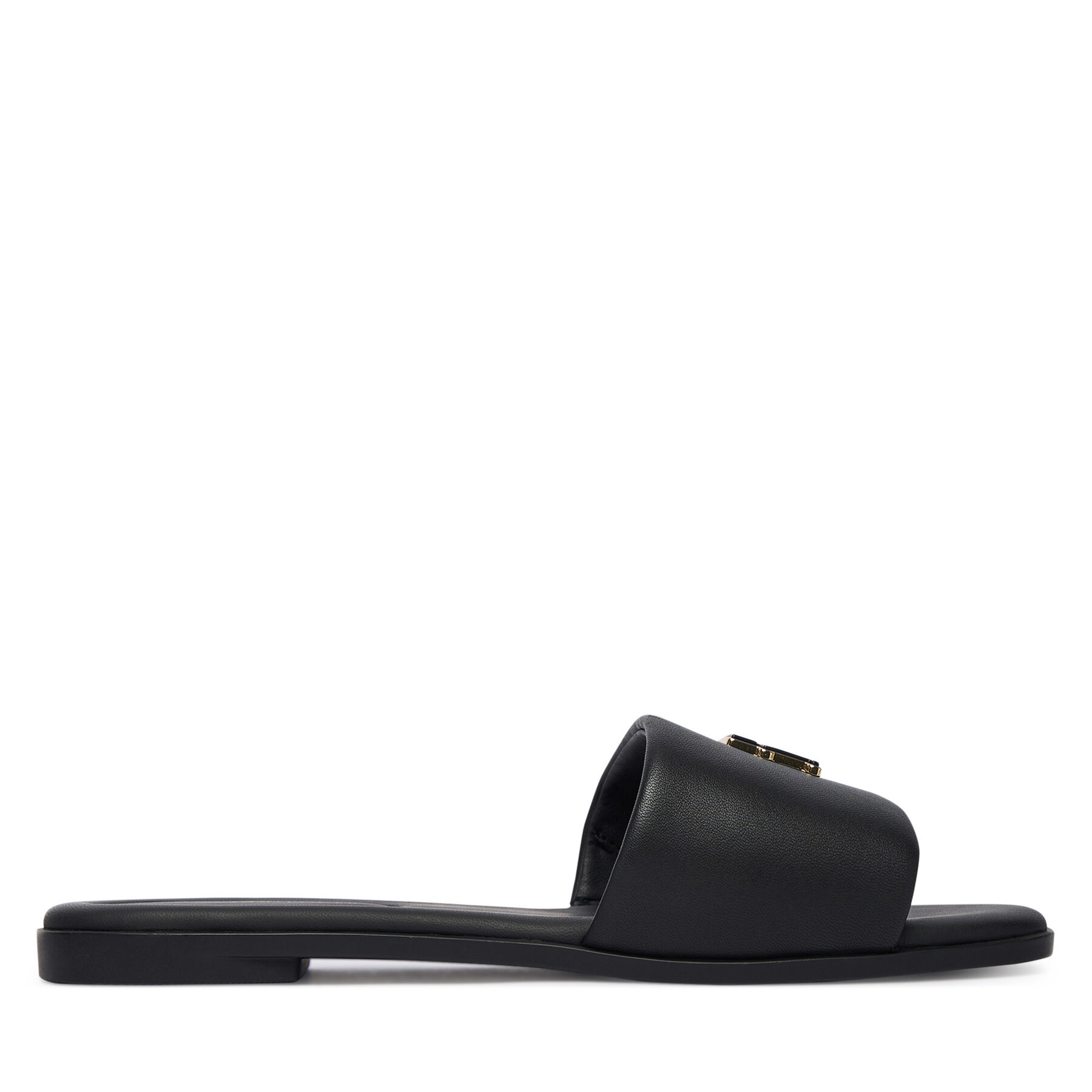Papucs Tommy Hilfiger Th Logo Hardware Leather Mule FW0FW09292 Fekete