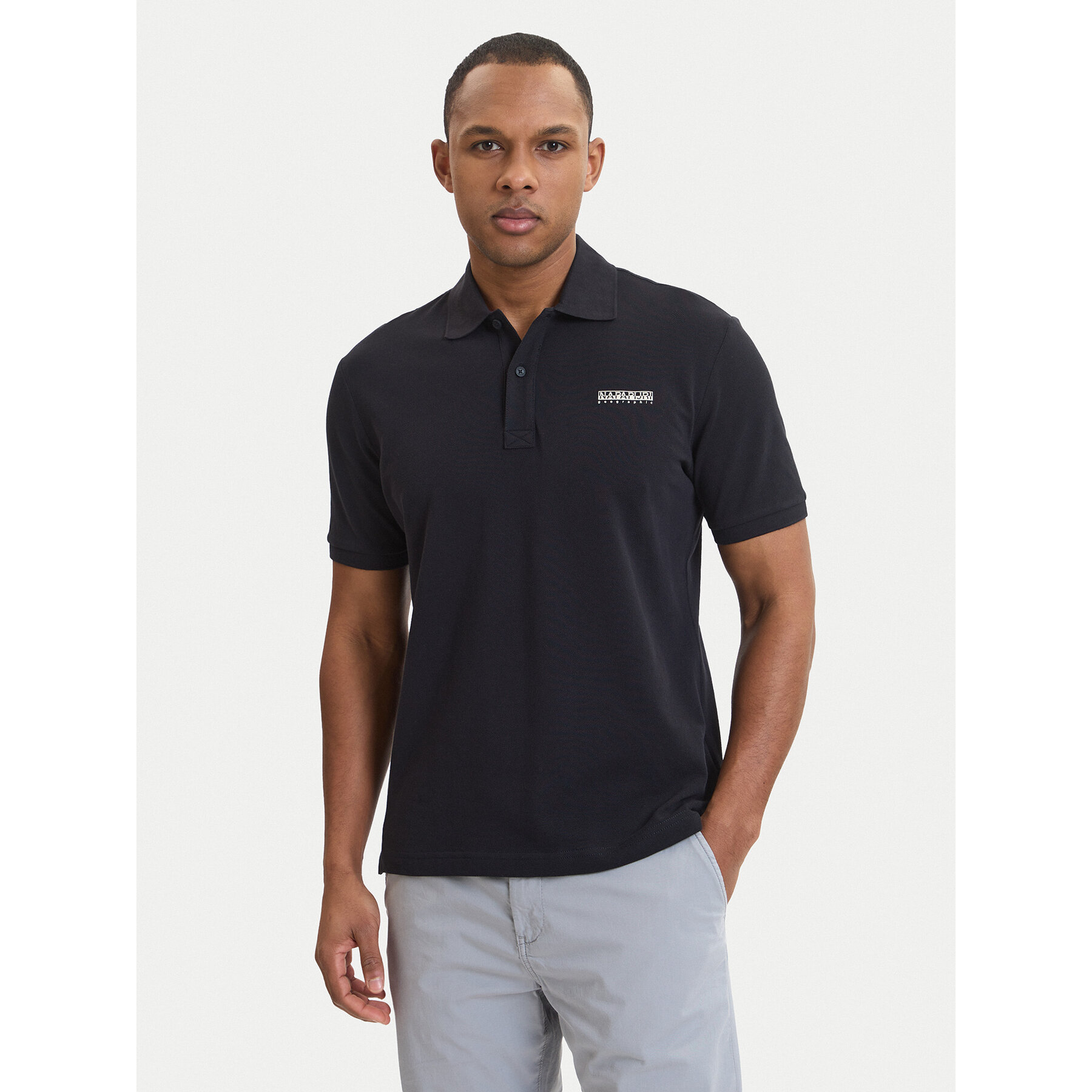 Napapijri Poloshirt E-Small Box NP0A88TQ Schwarz Relaxed Fit