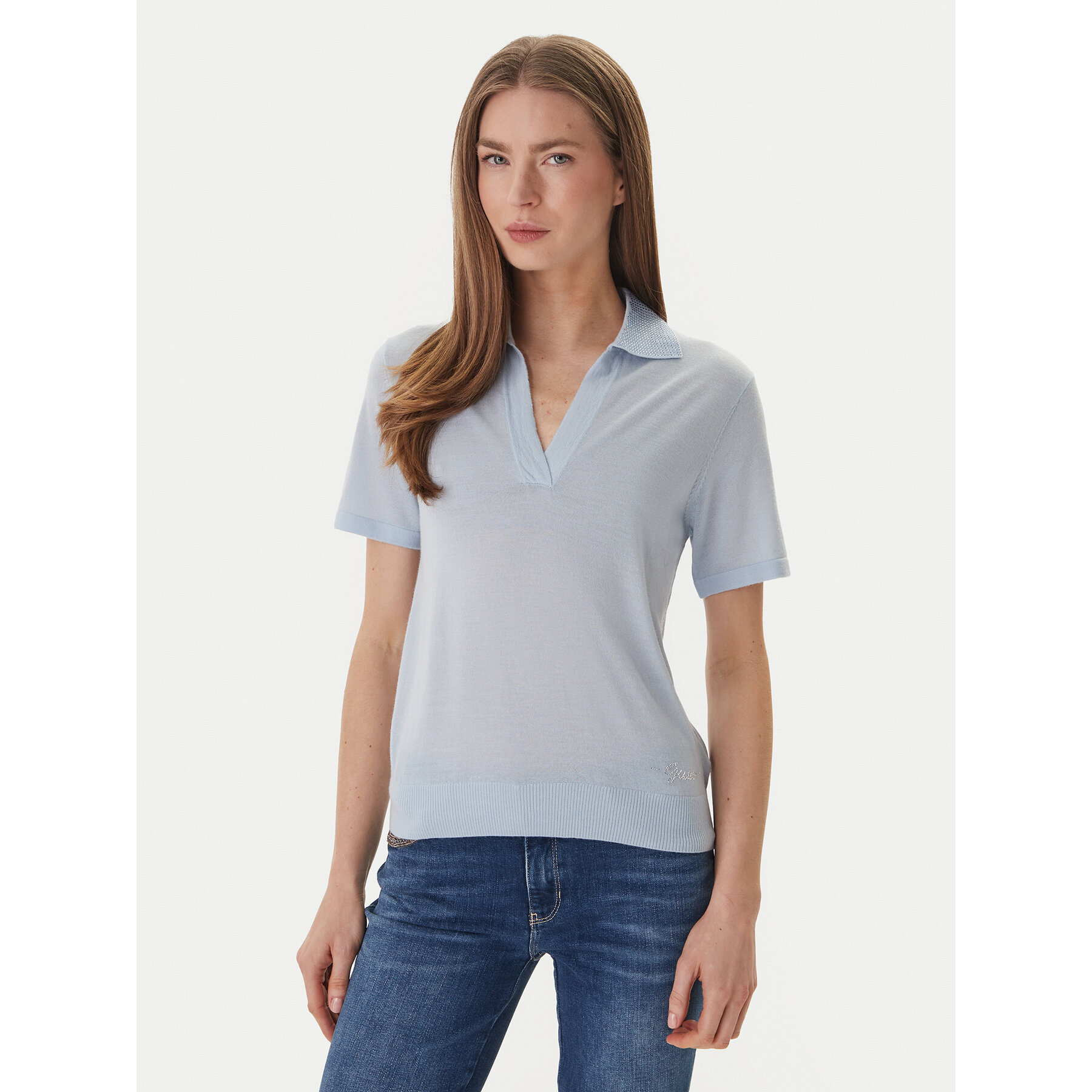 Guess Polo W6GR03 Z0583 Svijetlo plava Regular Fit