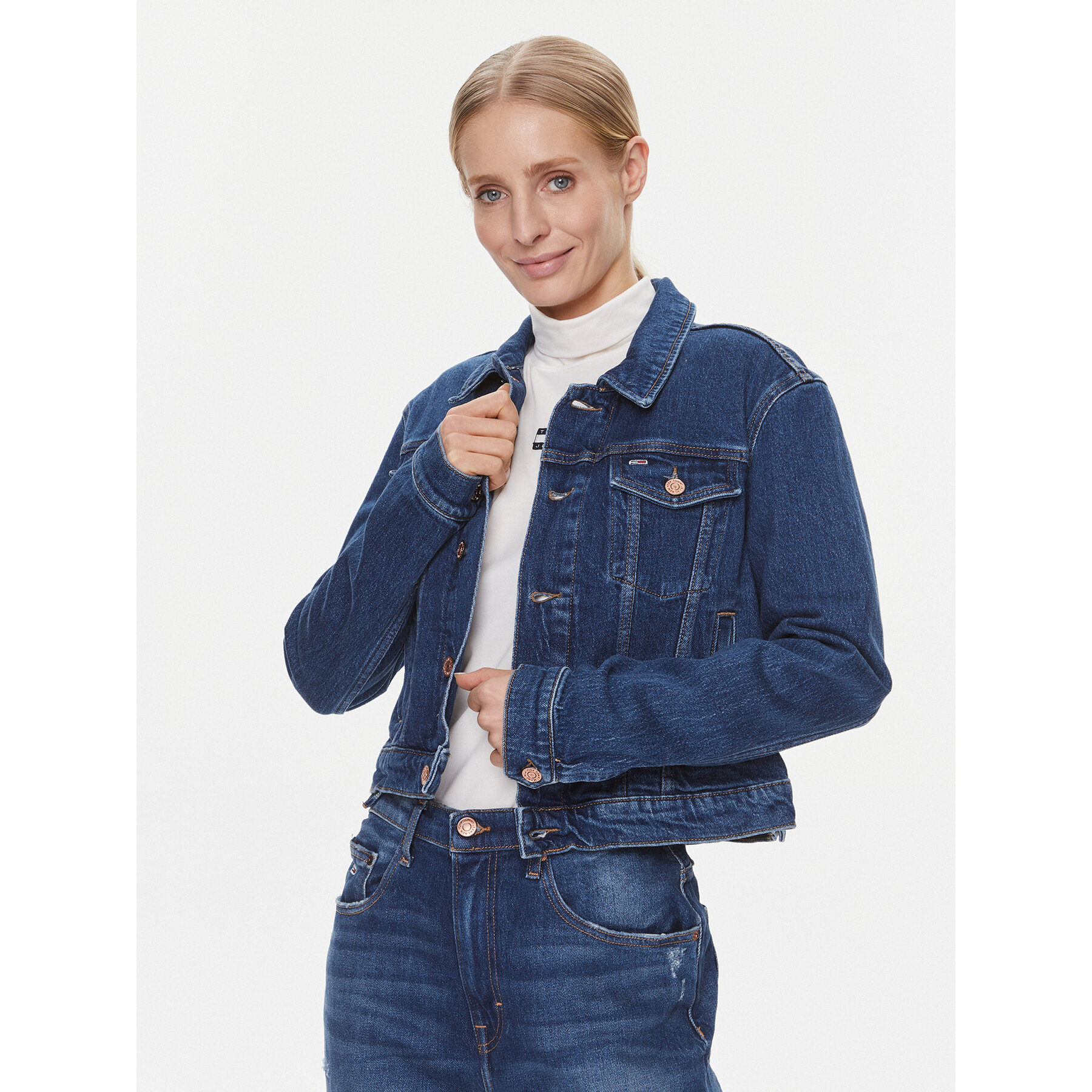 Tommy Jeans Jeansjacke Izzie DW0DW17211 Dunkelblau Slim Fit