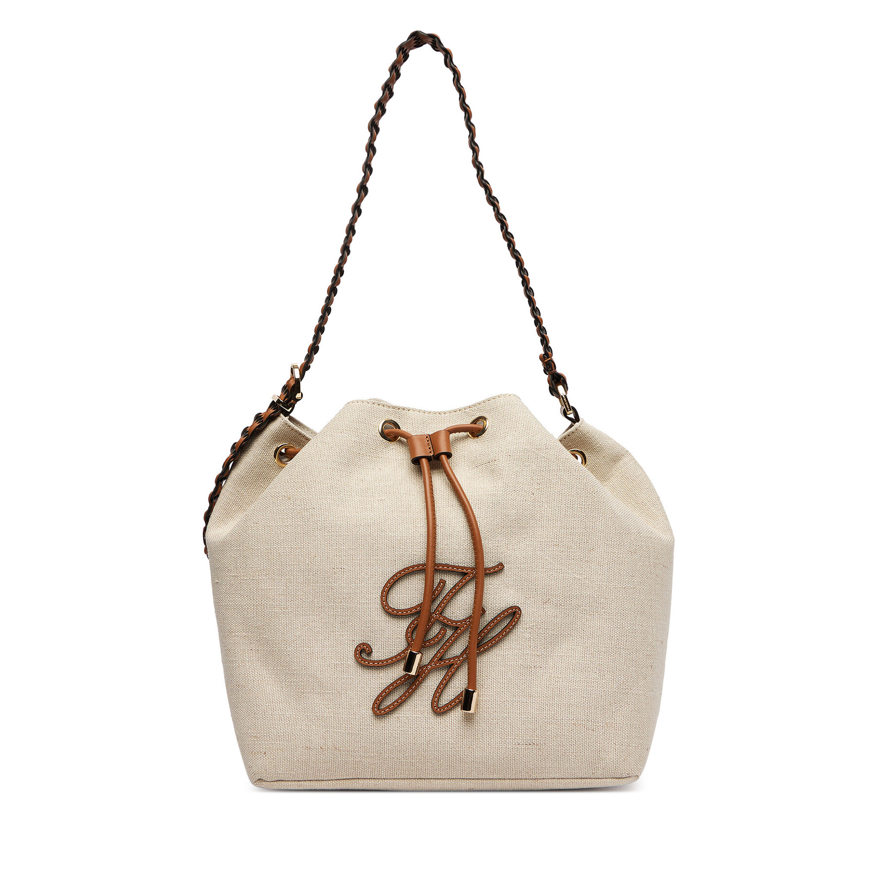 Geantă Tommy Hilfiger Th Elev Summer Bucket Canvas AW0AW18631 Bej