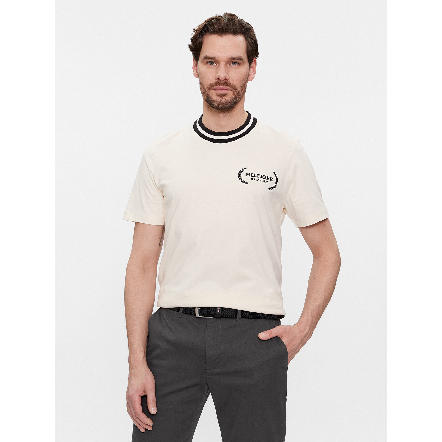Tommy Hilfiger T-Shirt Laurel MW0MW33681 Μπεζ Regular Fit