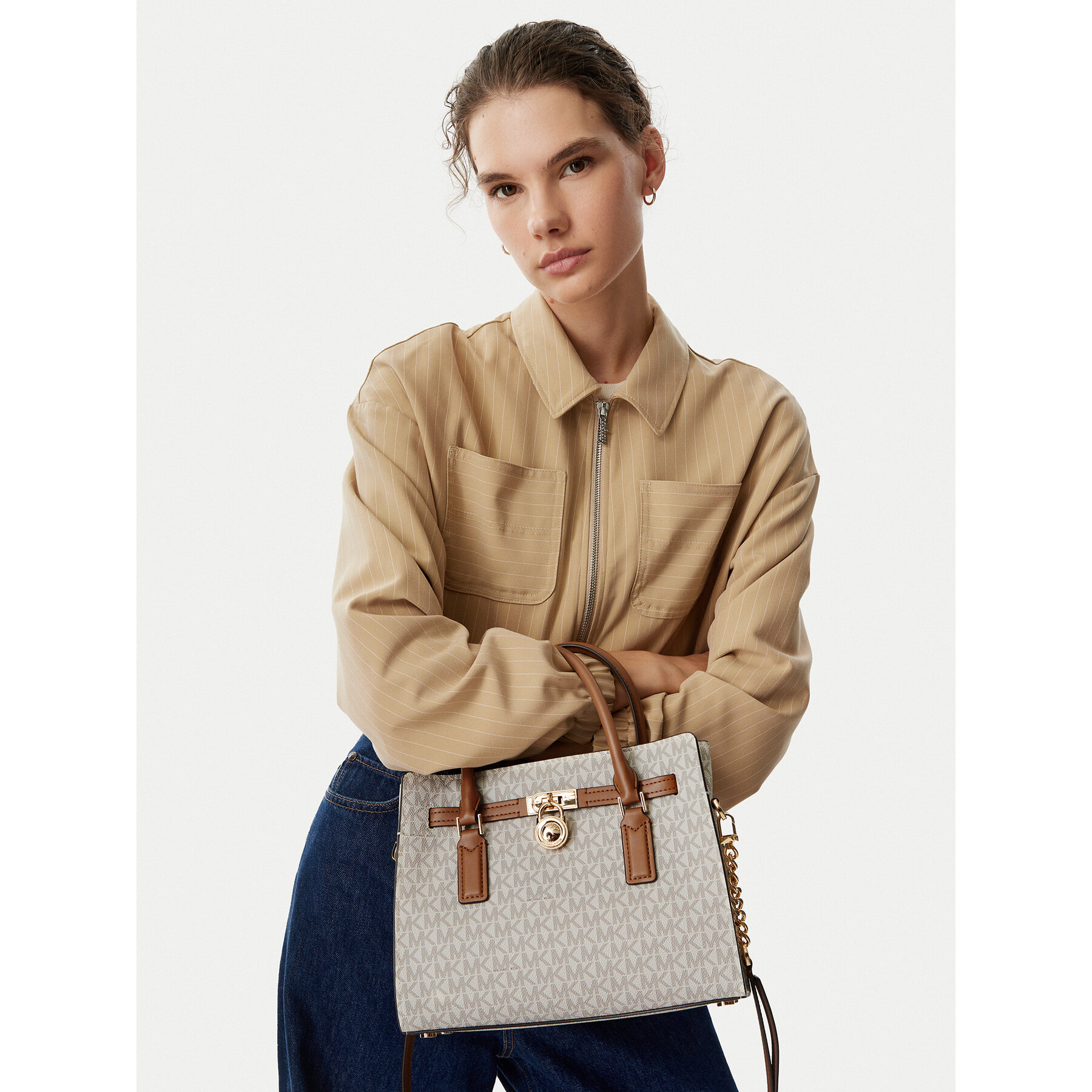 Geantă MICHAEL Michael Kors 30T6GNXS1B Crem