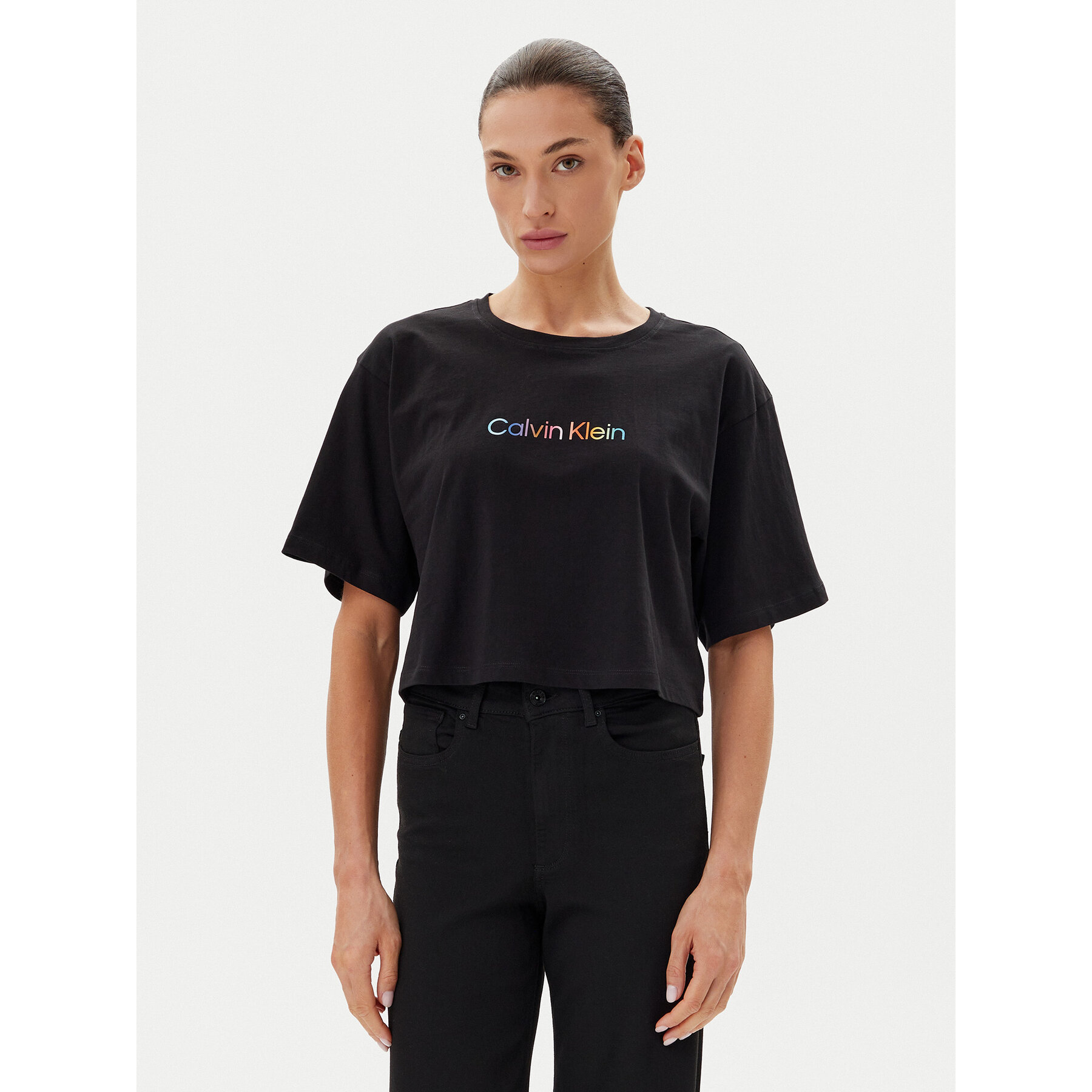 Calvin Klein Underwear Marškinėliai LV00QS7470 Juoda Boxy Fit