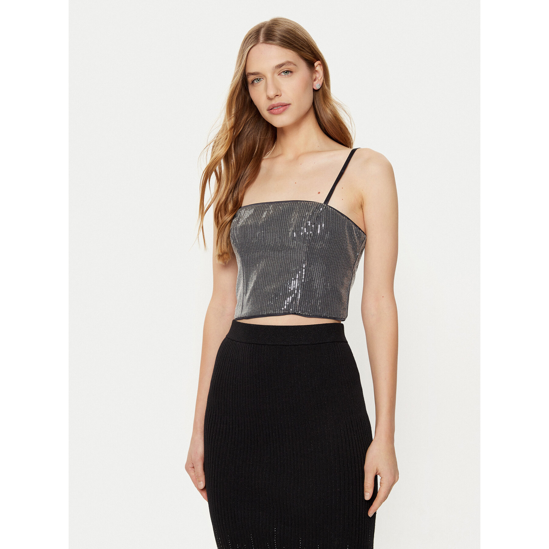 Guess Τοπ W5RH0G WGX40 Ασημί Slim Fit