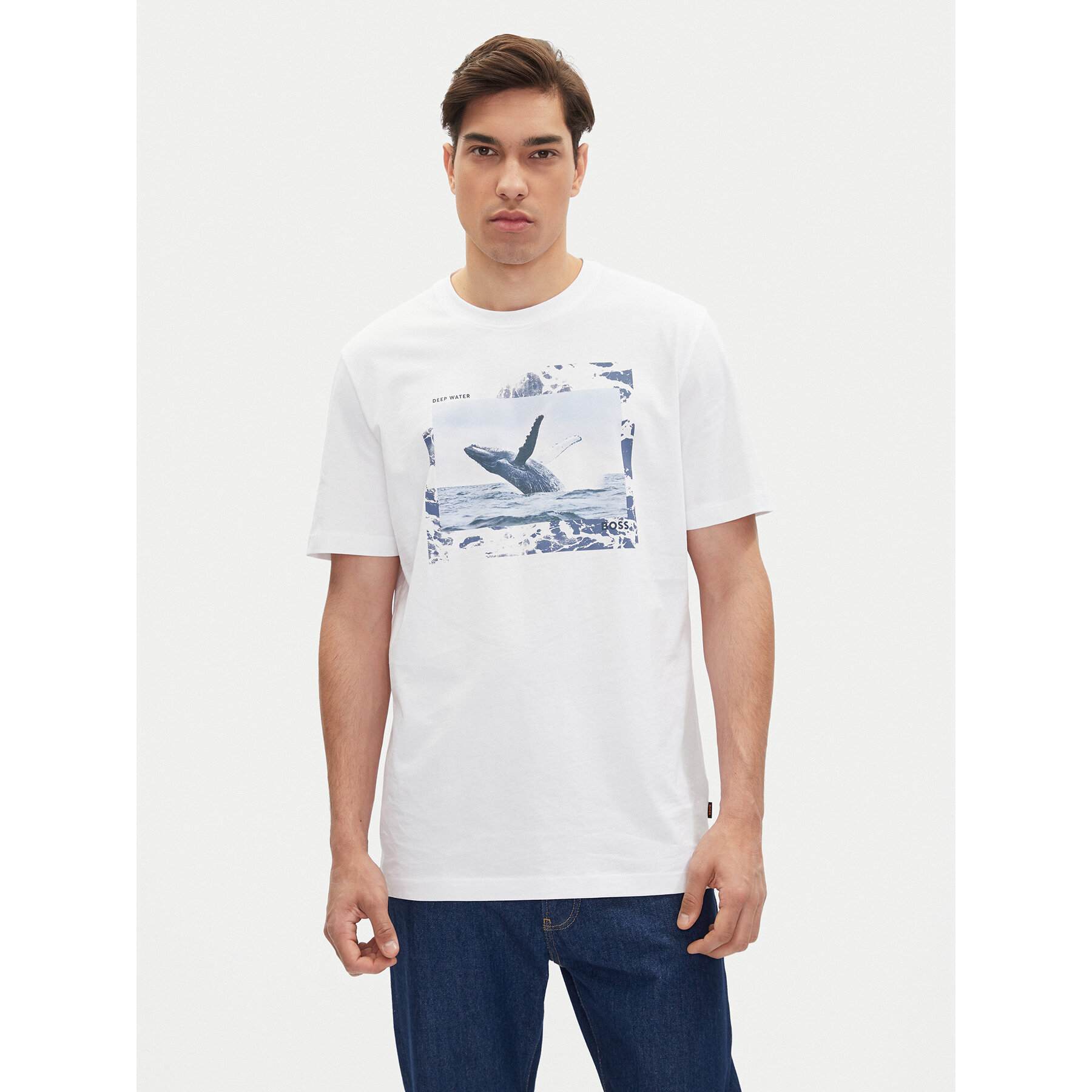 BOSS Póló Te_Dunetrace 50539187 Fehér Regular Fit