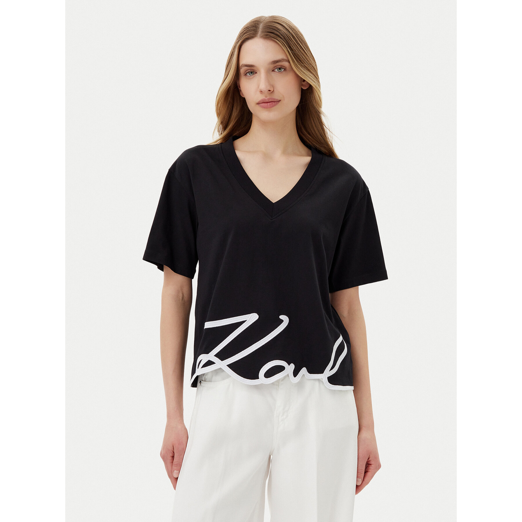 KARL LAGERFELD Póló A2W17104 Fekete Relaxed Fit