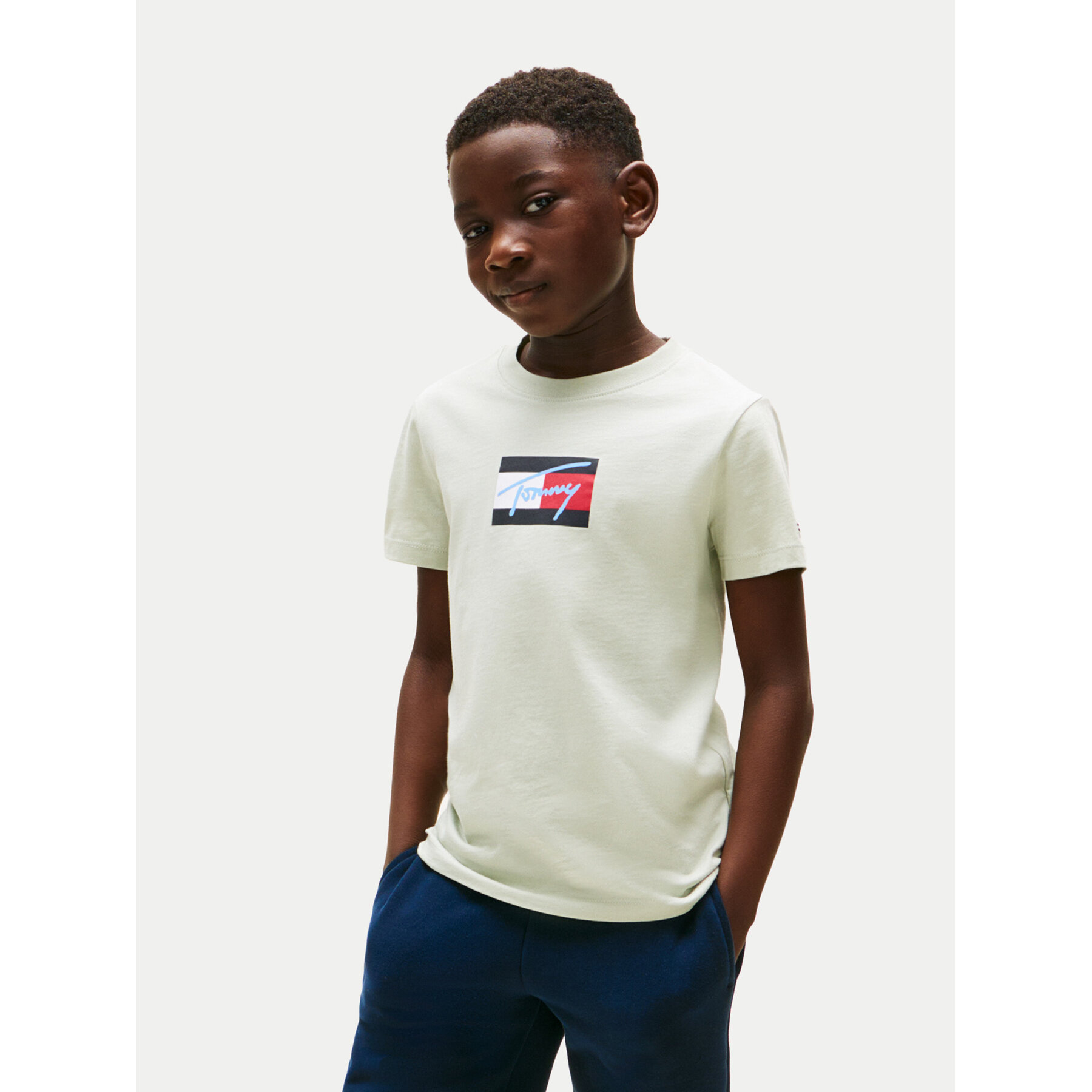 Tommy Hilfiger T-Shirt Script Flag KB0KB09725 Πράσινο Regular Fit