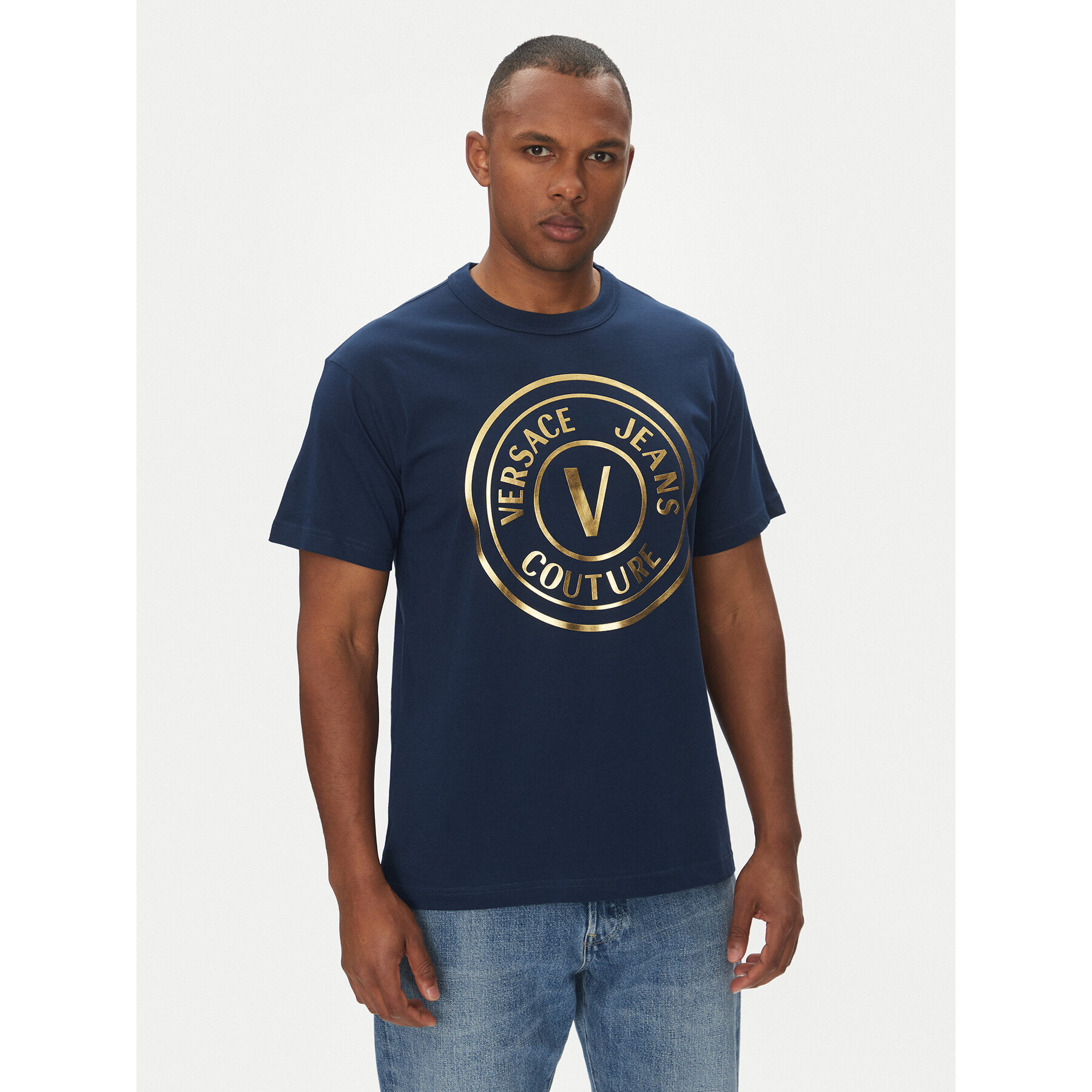 Versace Jeans Couture T-shirt 78GAHT01 Blu scuro Regular Fit