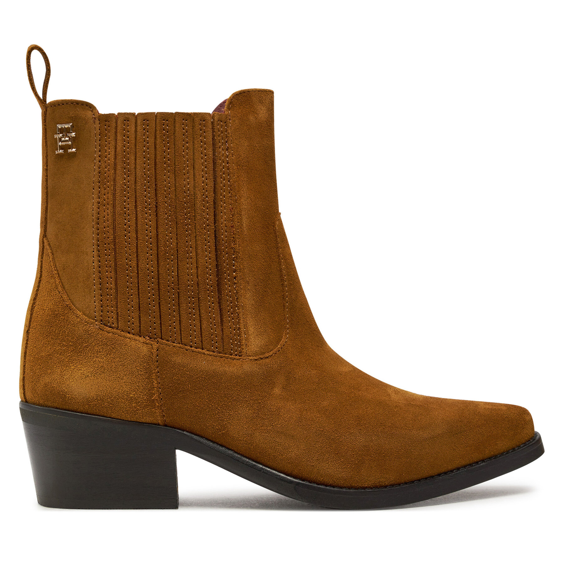 Damskie Botki Tommy Hilfiger, Rozmiar 37 Brązowy Th Suede Cowboy Boot FW0FW08034