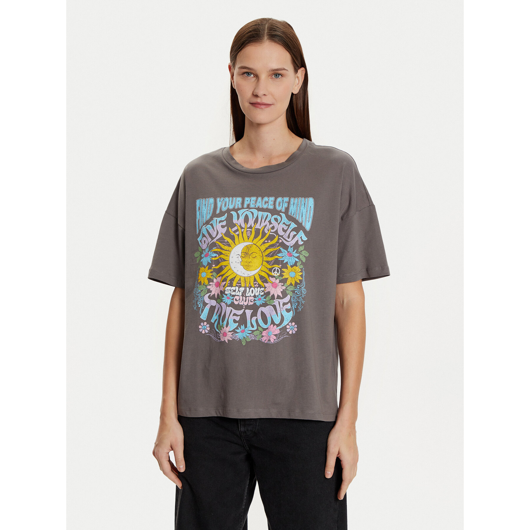 Noisy May T-Shirt Ida 27033306 Grigio Loose Fit