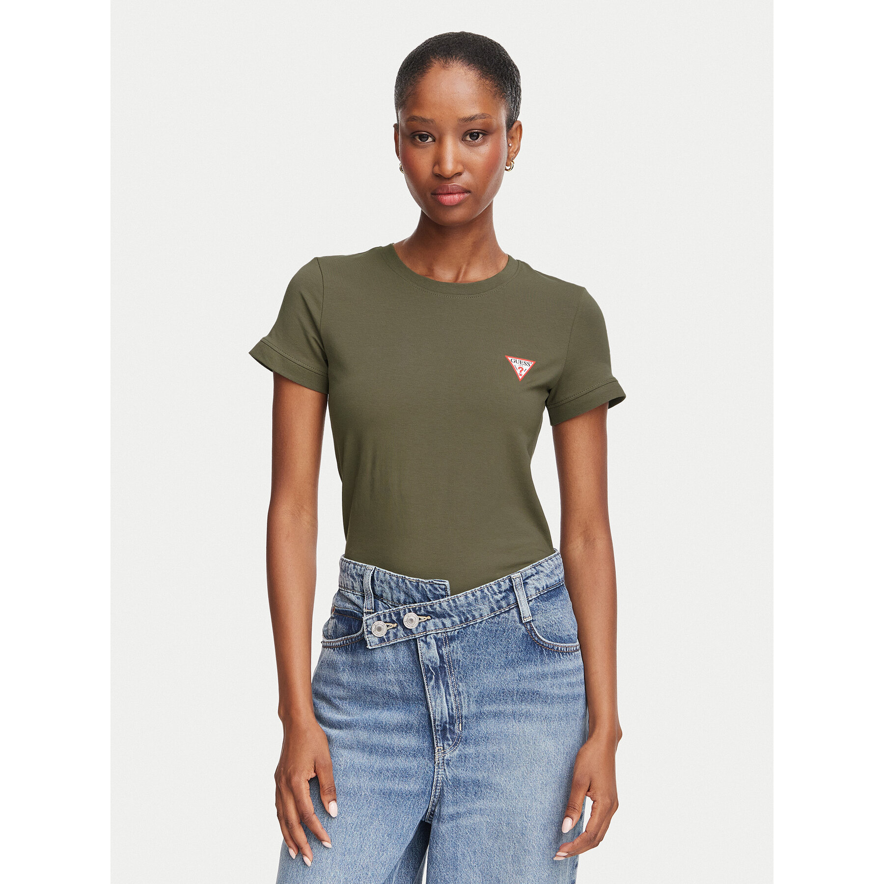Guess T-Shirt W2YI44 J1314 Khakifarben Regular Fit