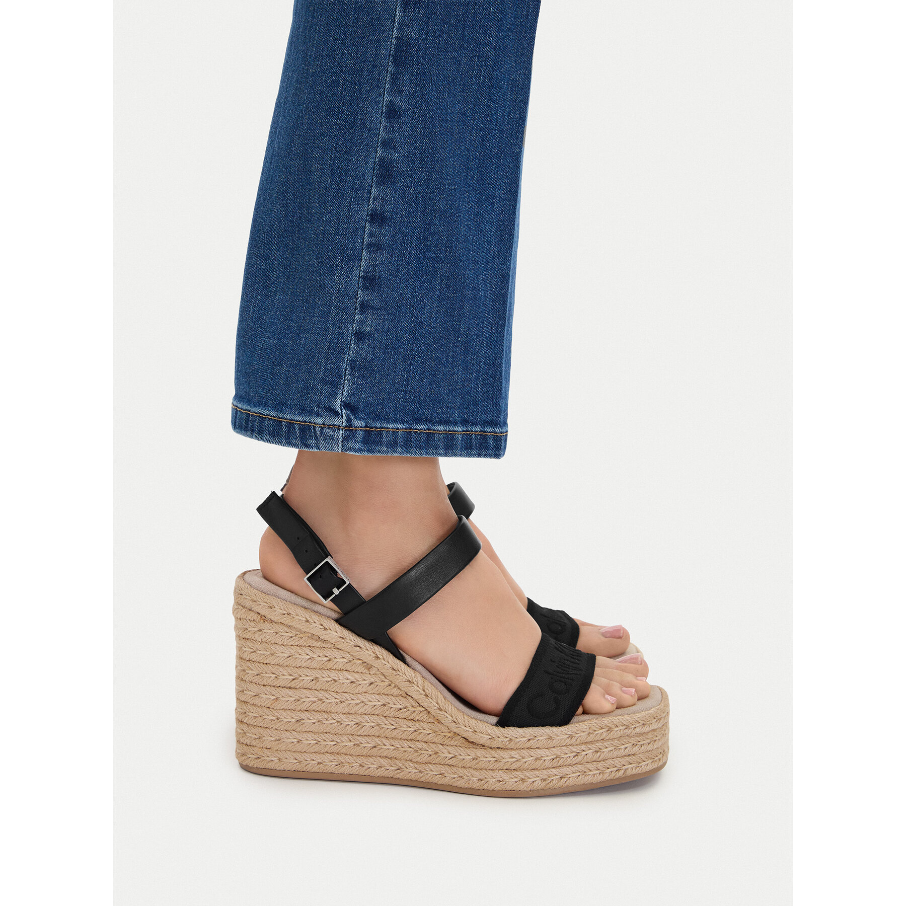 Εσπαντρίγιες Calvin Klein Wedge Espad 70 Webbing Lth HW0HW02901 Μαύρο