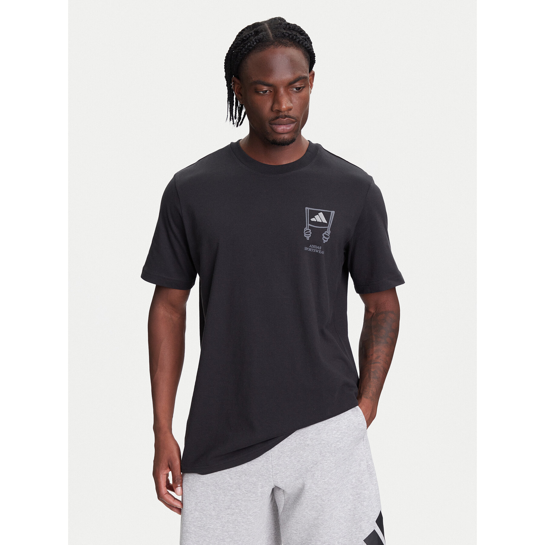 adidas T-Shirt Stadium Crowd lJX7474 Μαύρο Loose Fit