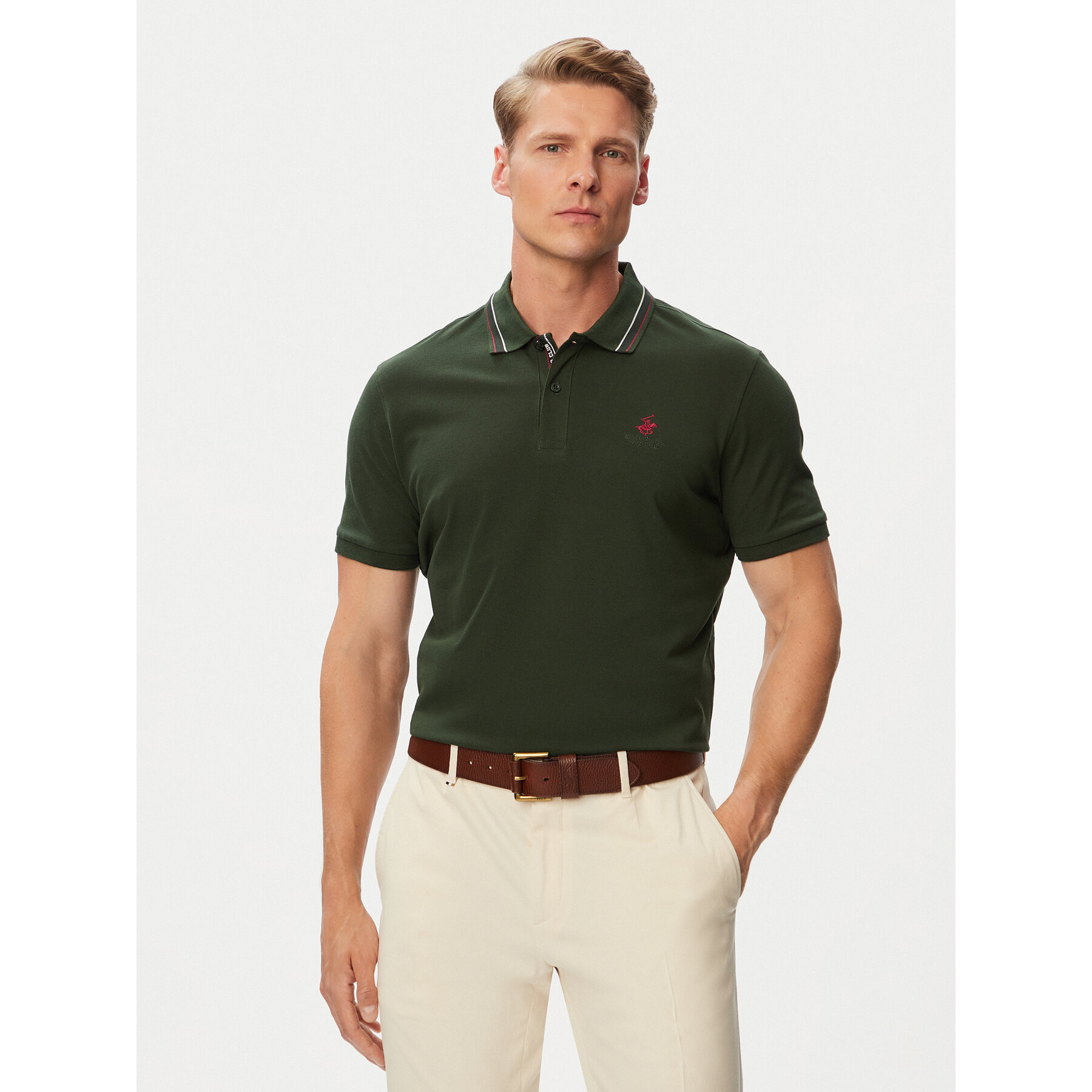 Beverly Hills Polo Club Polo majica P-SS26M-P450111 Temno zelena Regular Fit