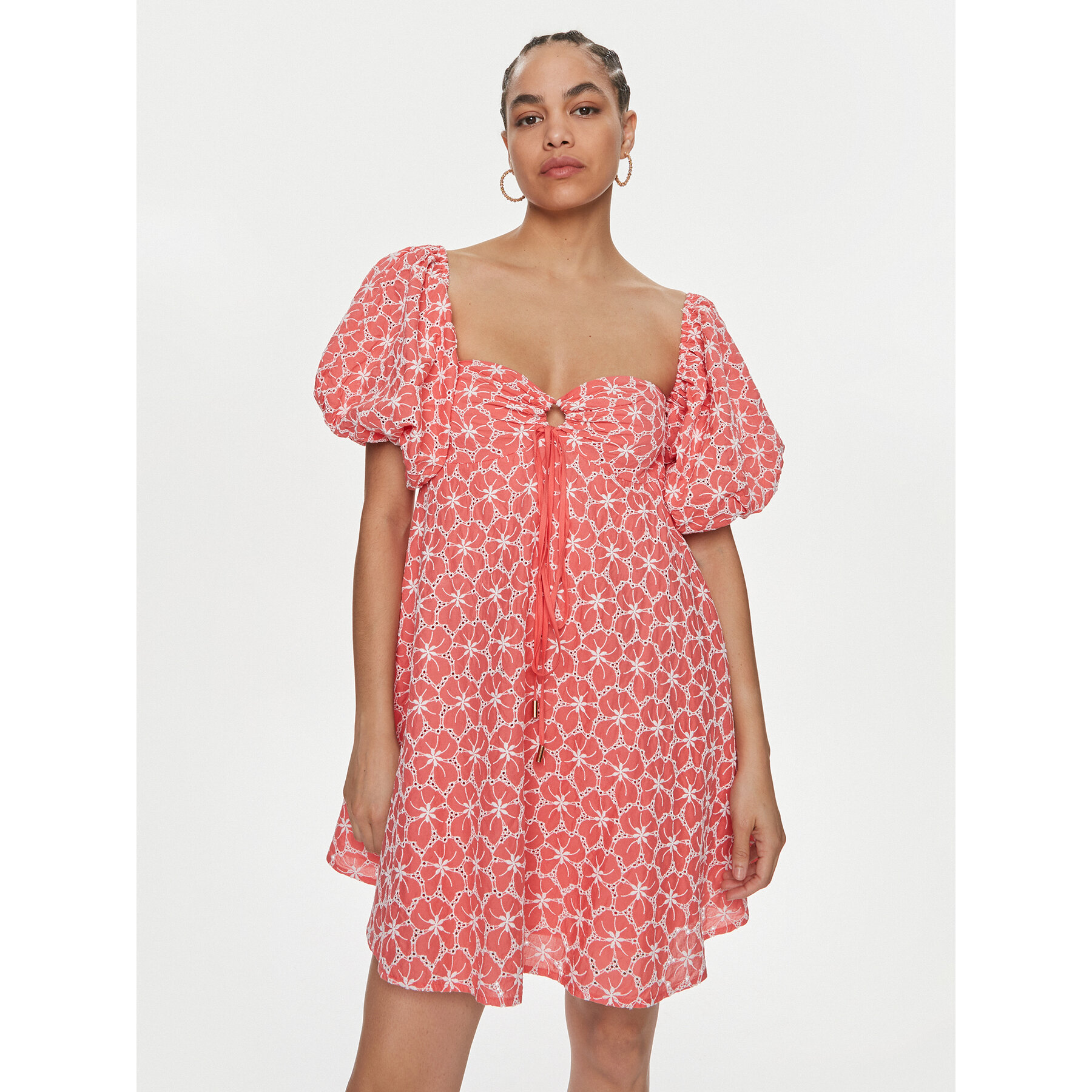 Fracomina Sommerkleid FS24SD1009W40401 Korallenfarben Regular Fit