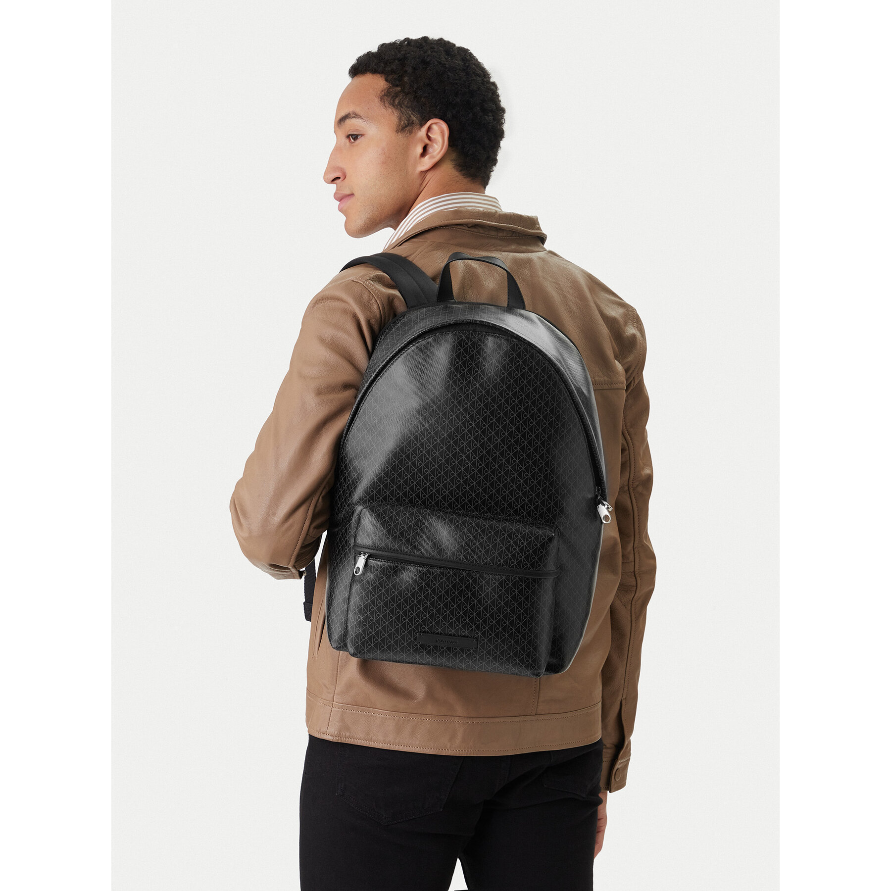 Nahrbtnik Calvin Klein Emblem Aop Coated Backpack LV04D3313G Črna