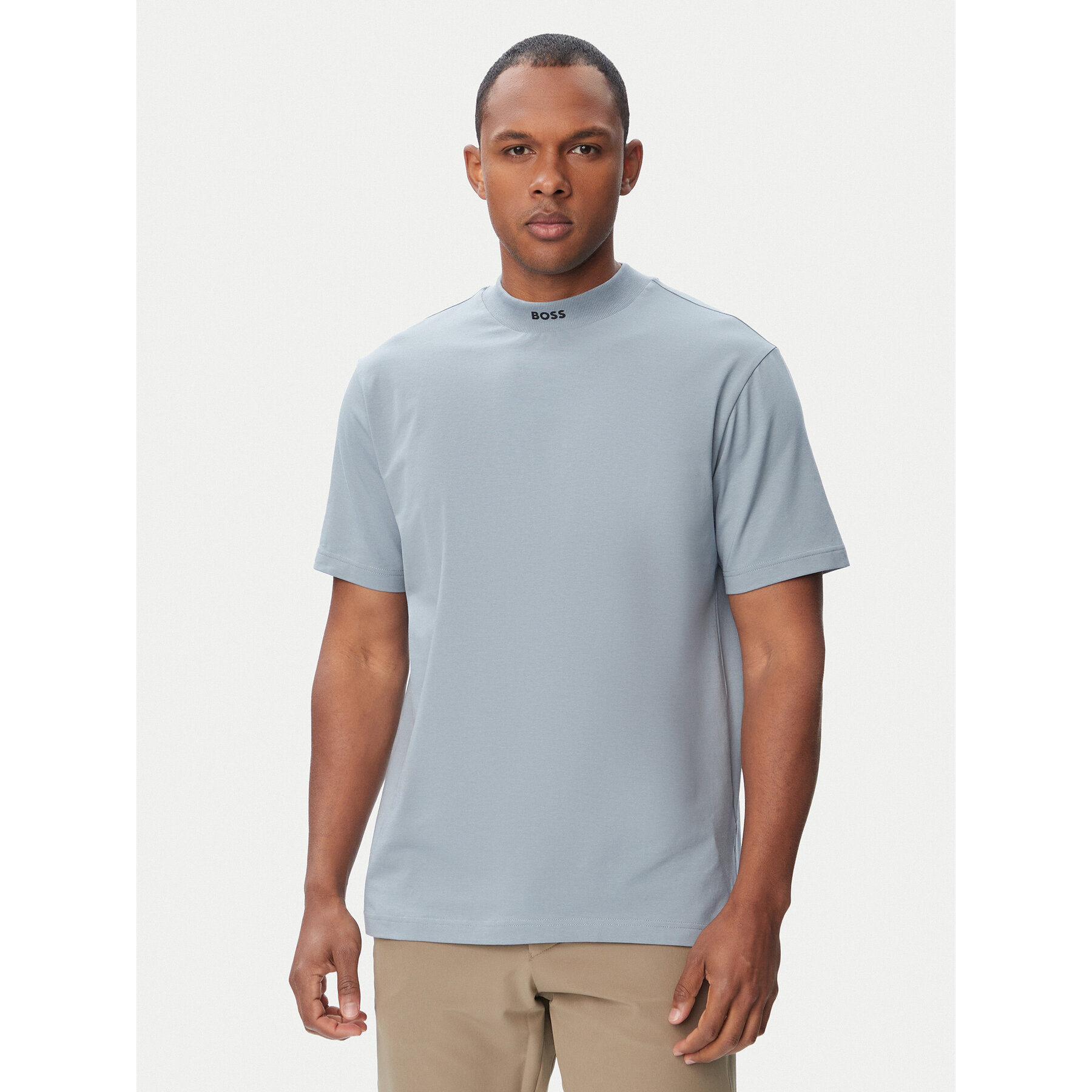 BOSS Majica Tee Collar 50562120 Svetlo modra Relaxed Fit