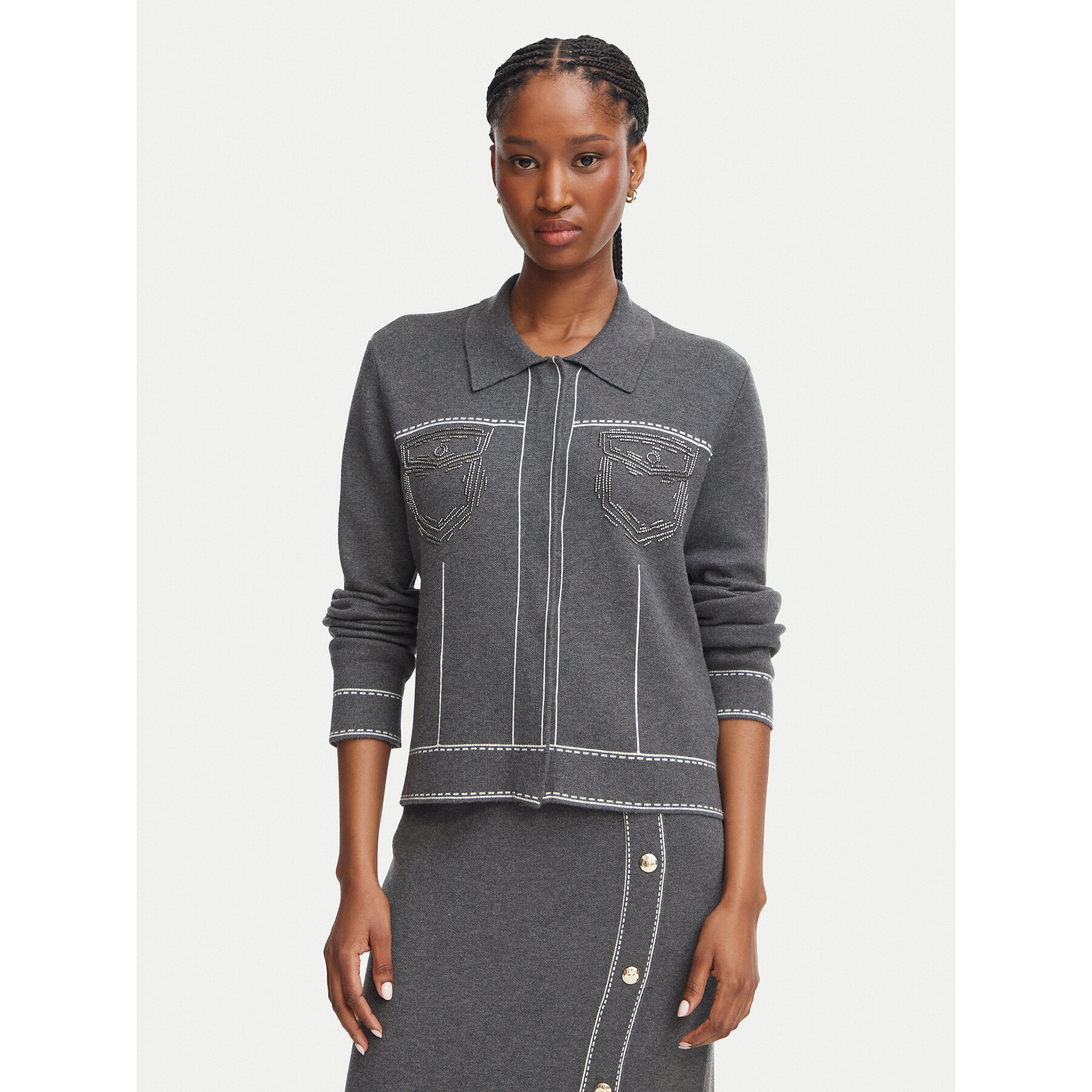 Liu Jo Strickjacke TF6076 MS59L Grau Regular Fit