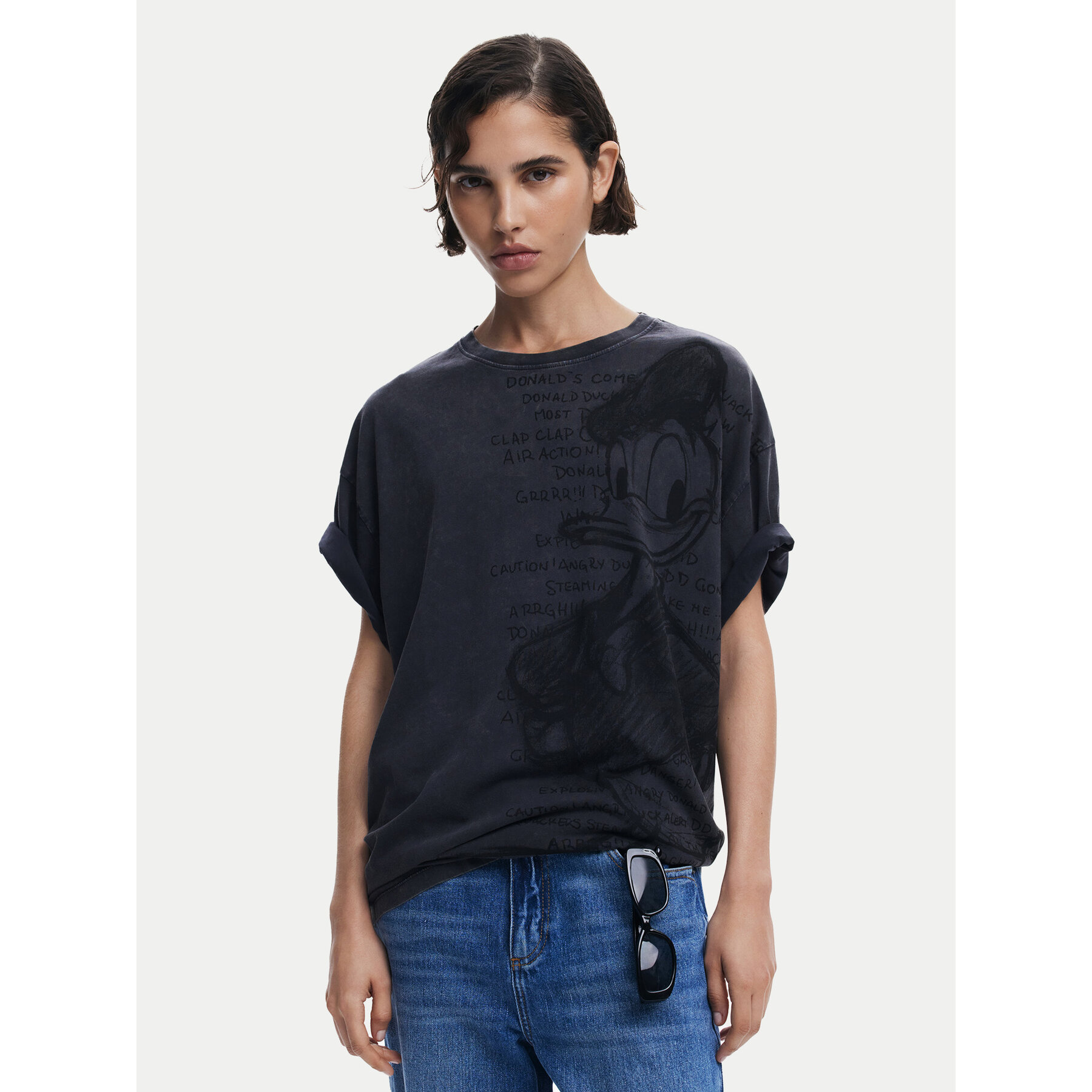 Desigual Póló Donald 25SWTKAH Szürke Loose Fit