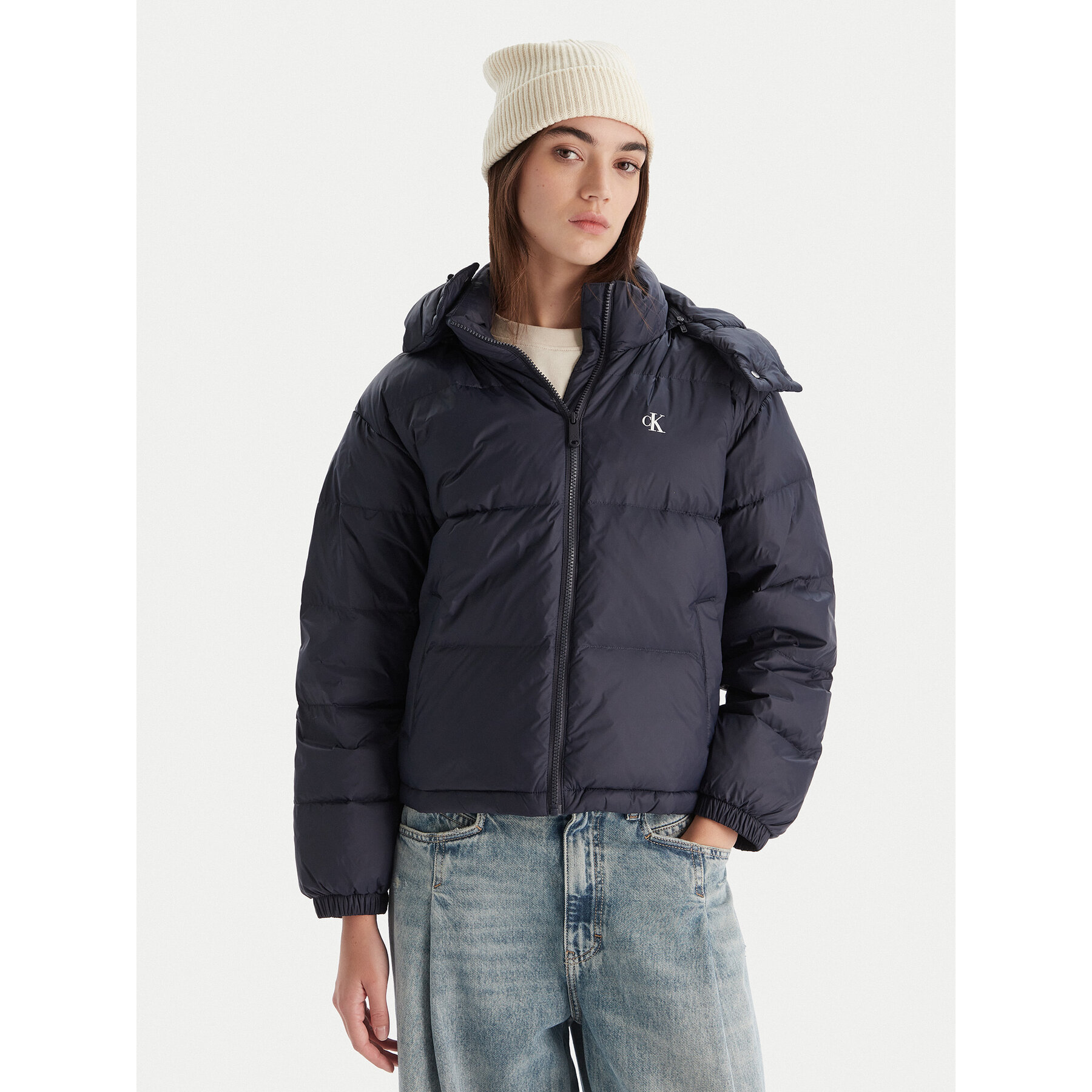 Calvin Klein Jeans Daunenjacke Essential LV047D501G Dunkelblau Relaxed Fit
