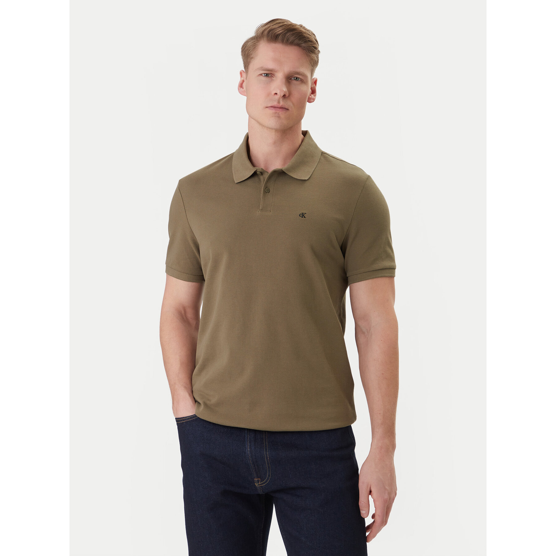 Calvin Klein Jeans Polo majica LV040EM269 Khaki Regular Fit