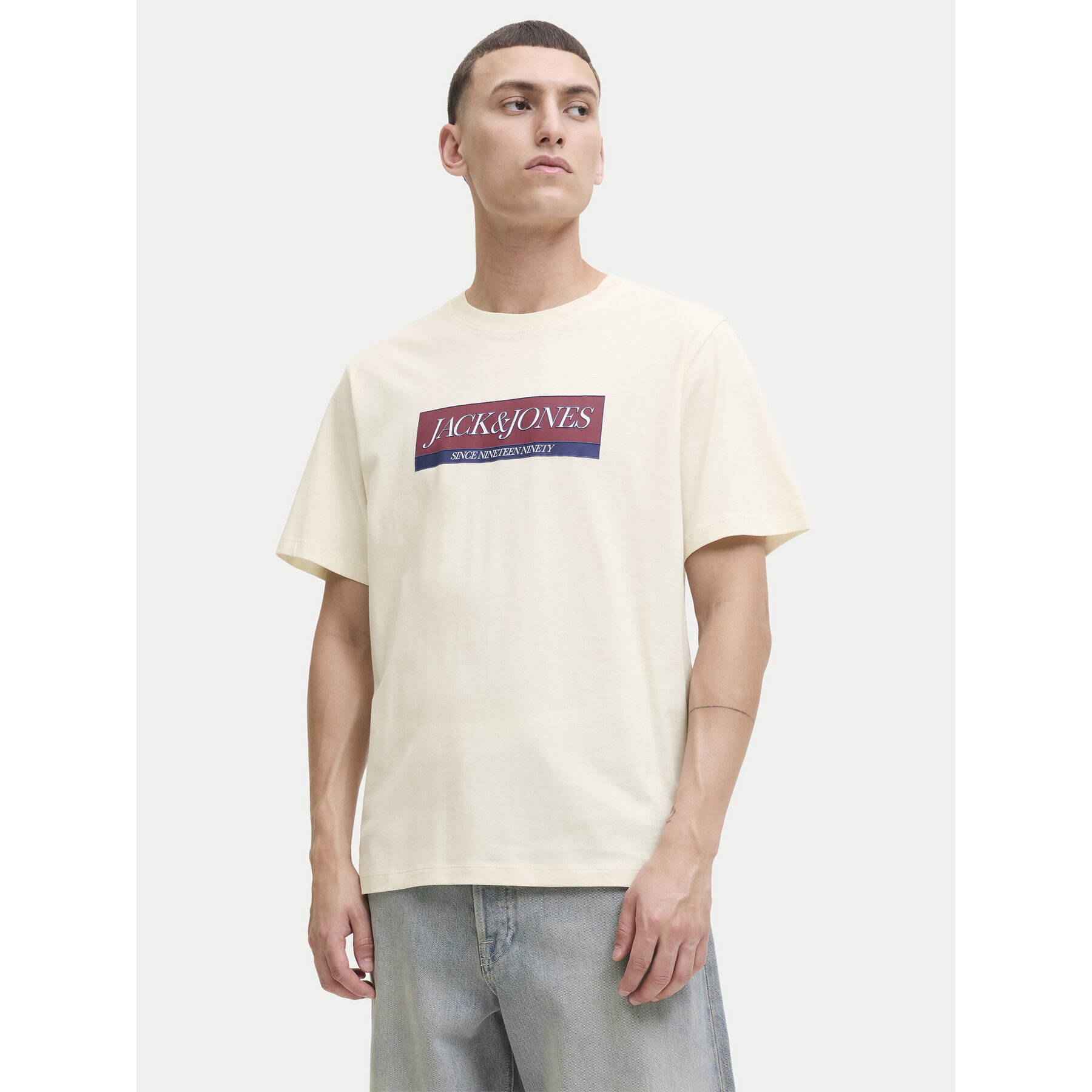 Jack & Jones T-shirt Rinwood 12283628 Krem Regular Fit