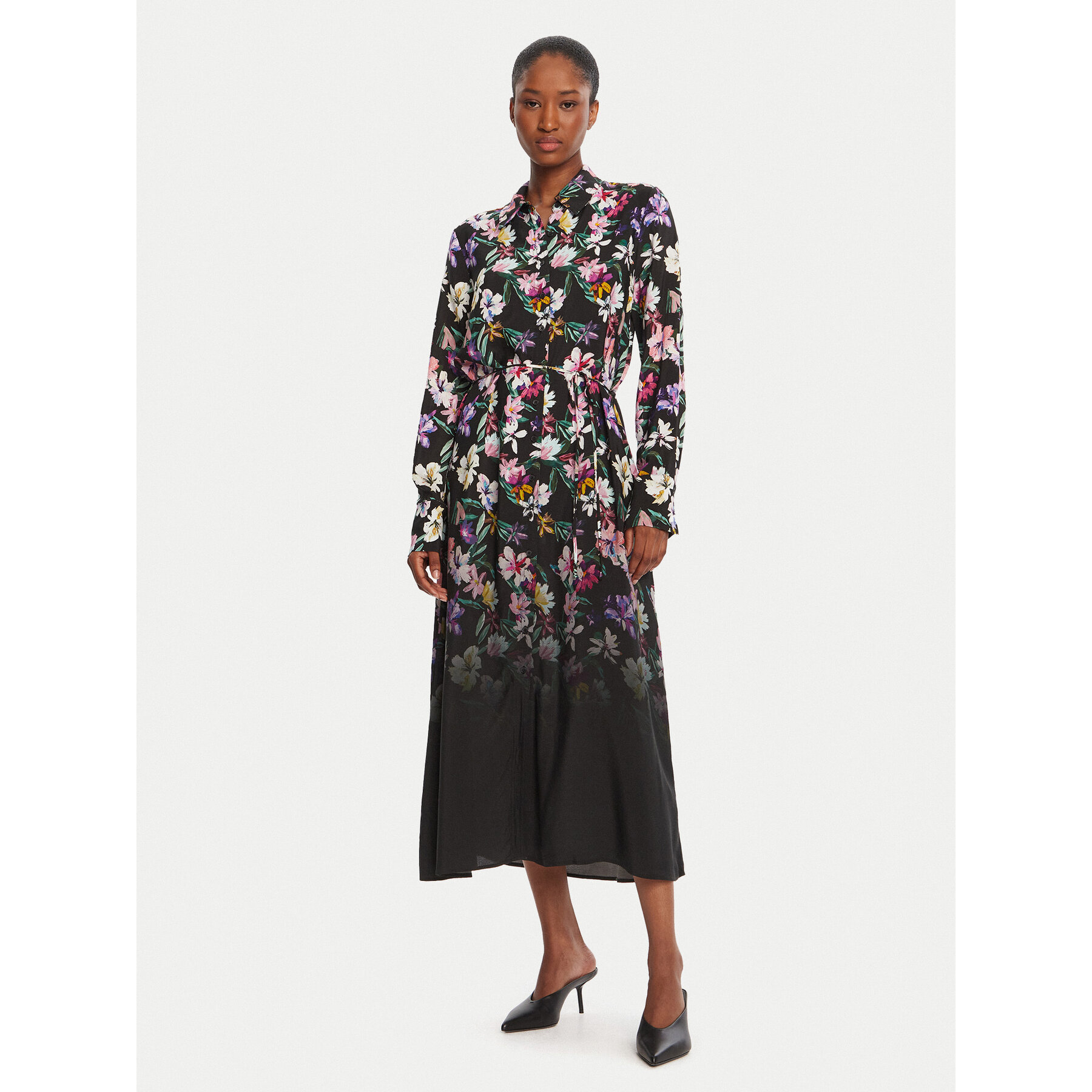 Desigual Hemdkleid Camisero Acrilica 25WWVW11 Schwarz Regular Fit