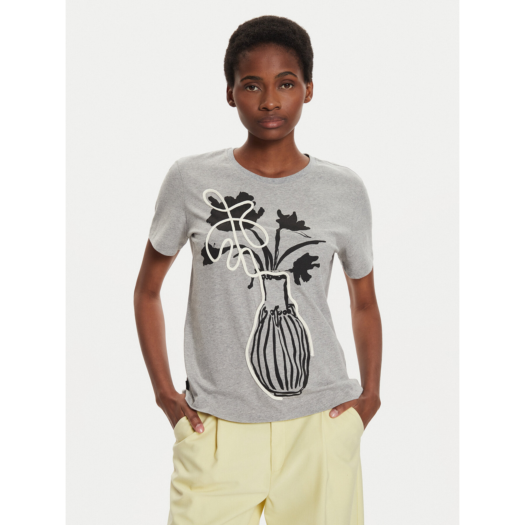 Desigual T-Shirt Shadow 24WWTK11 Γκρι Regular Fit